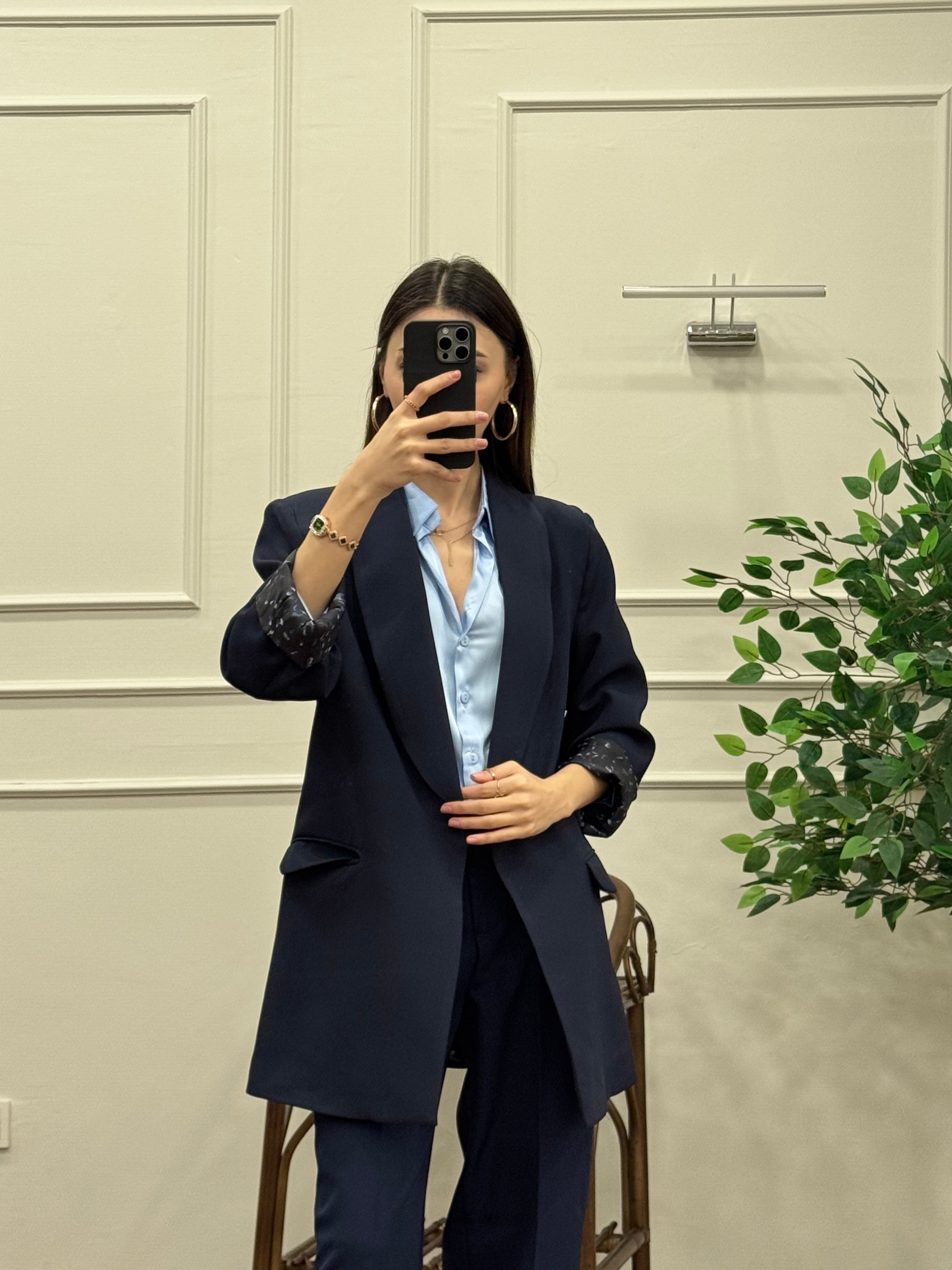 Lacivert Vatkalı İçi Astarlı Blazer Pantolon Premium Takım