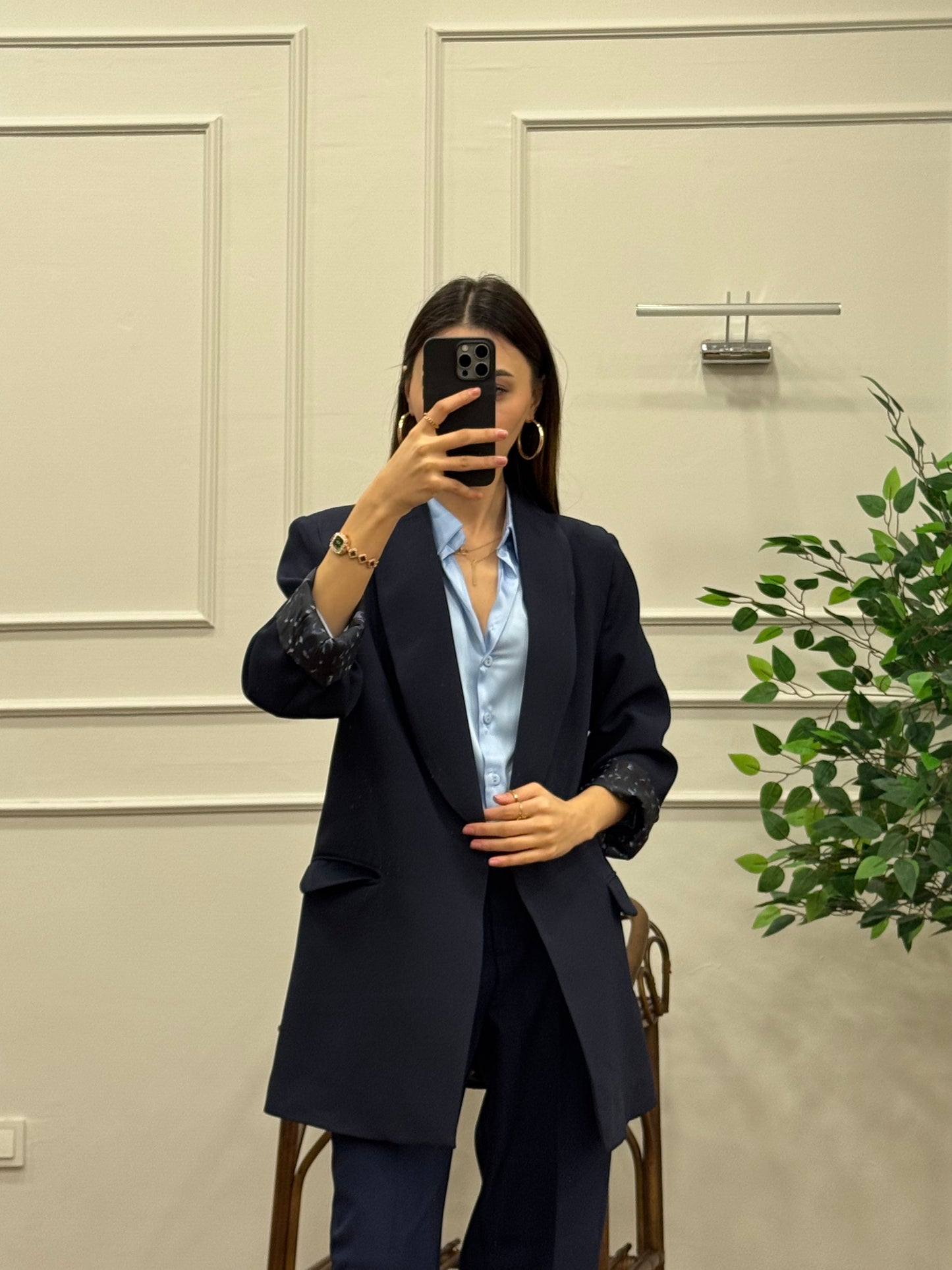 Lacivert Vatkalı İçi Astarlı Blazer Pantolon Premium Takım