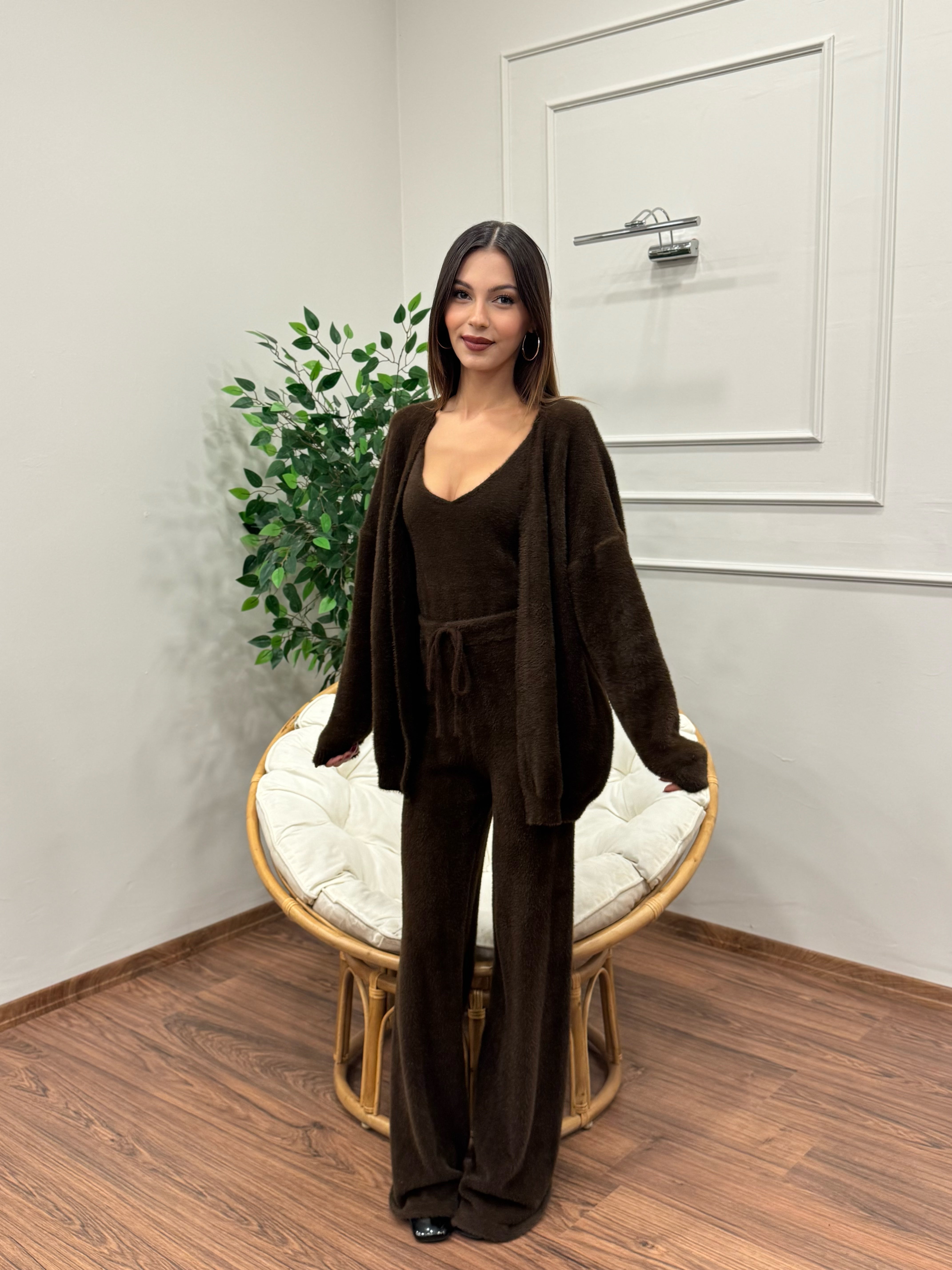 Moon 3lü Kahverengi Takım