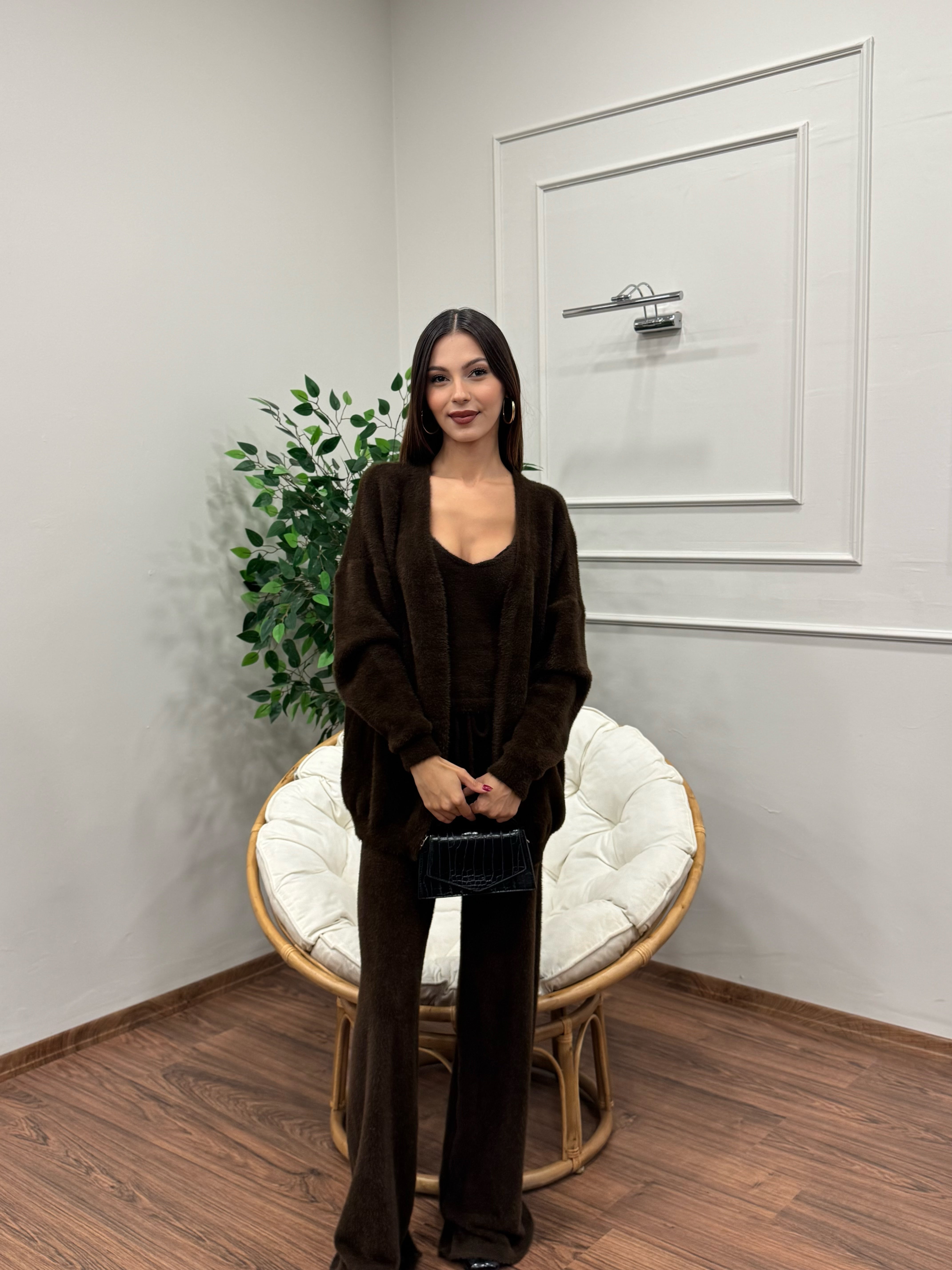 Moon 3lü Kahverengi Takım