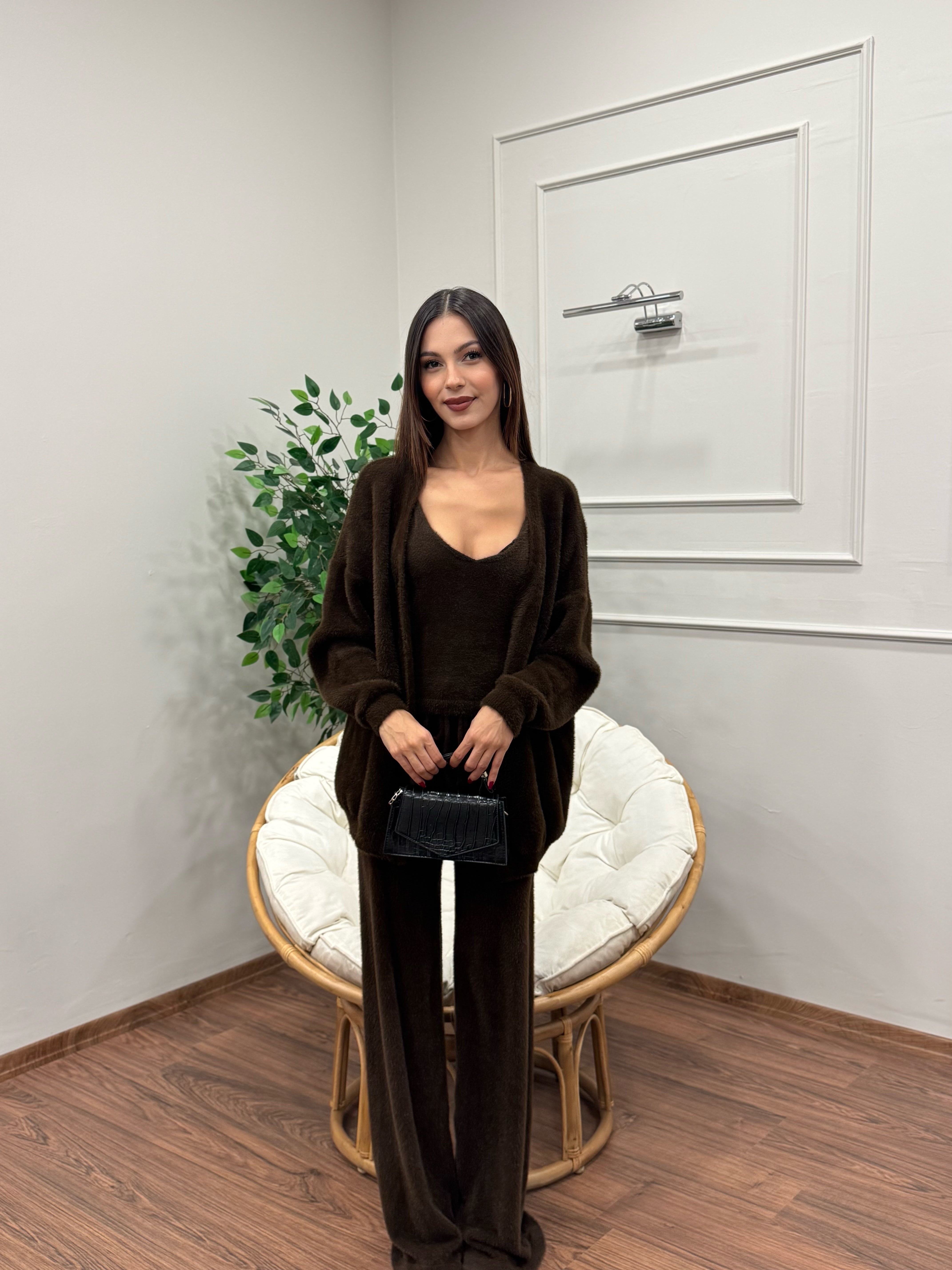 Moon 3lü Kahverengi Takım