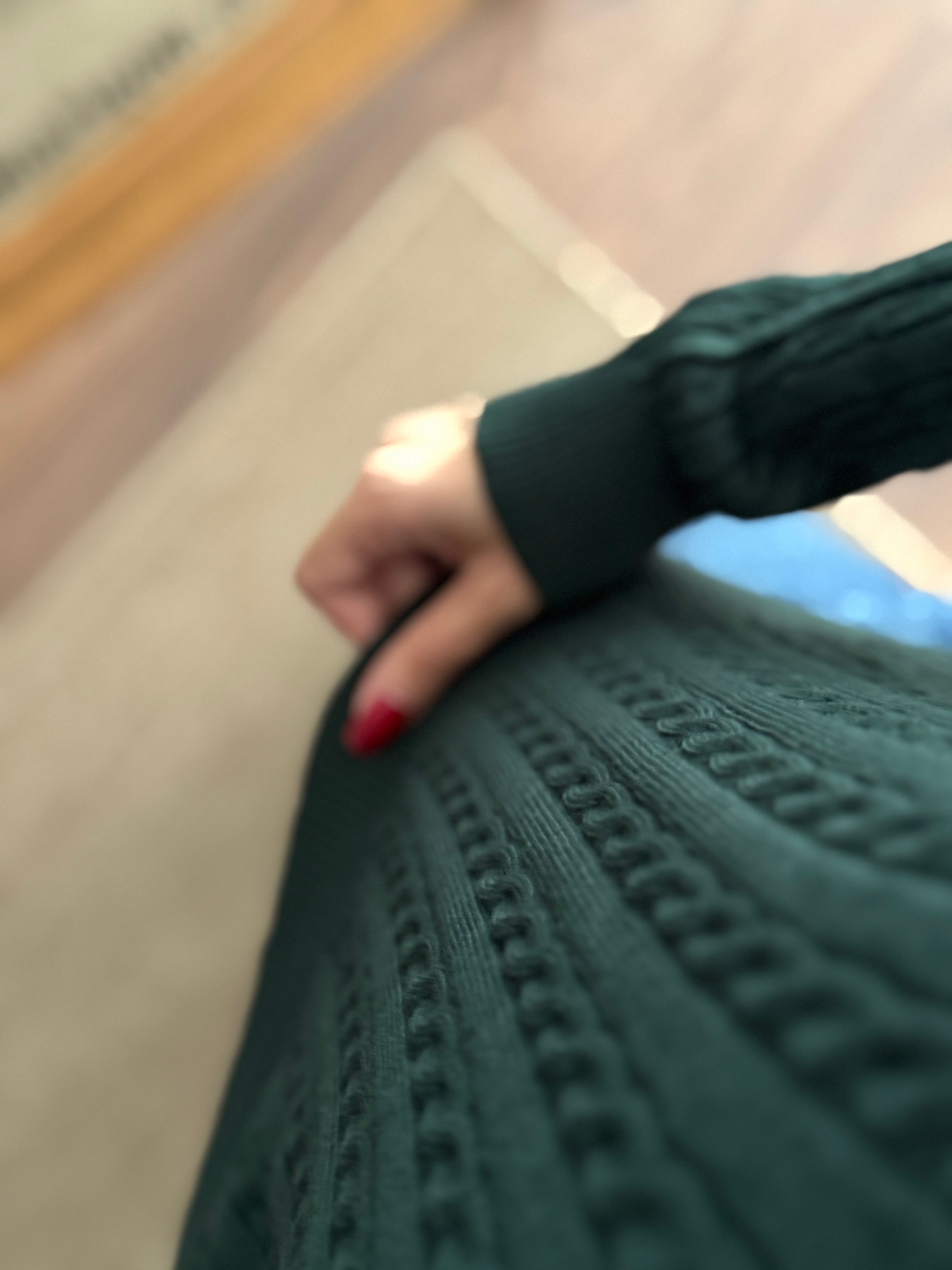 Örgü Detay Yeşil Bluz