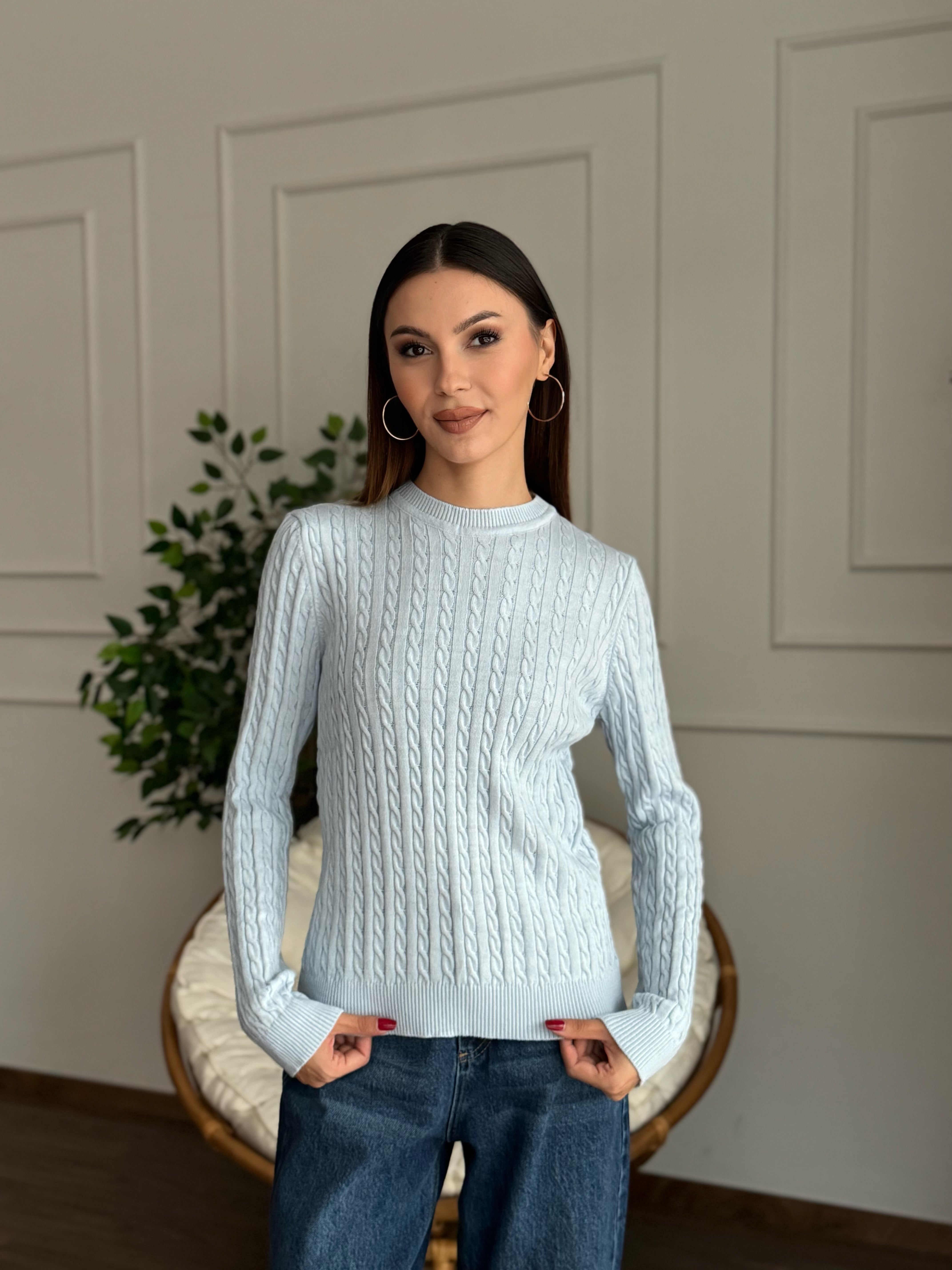 Örgü Detay Bebe Mavi Bluz