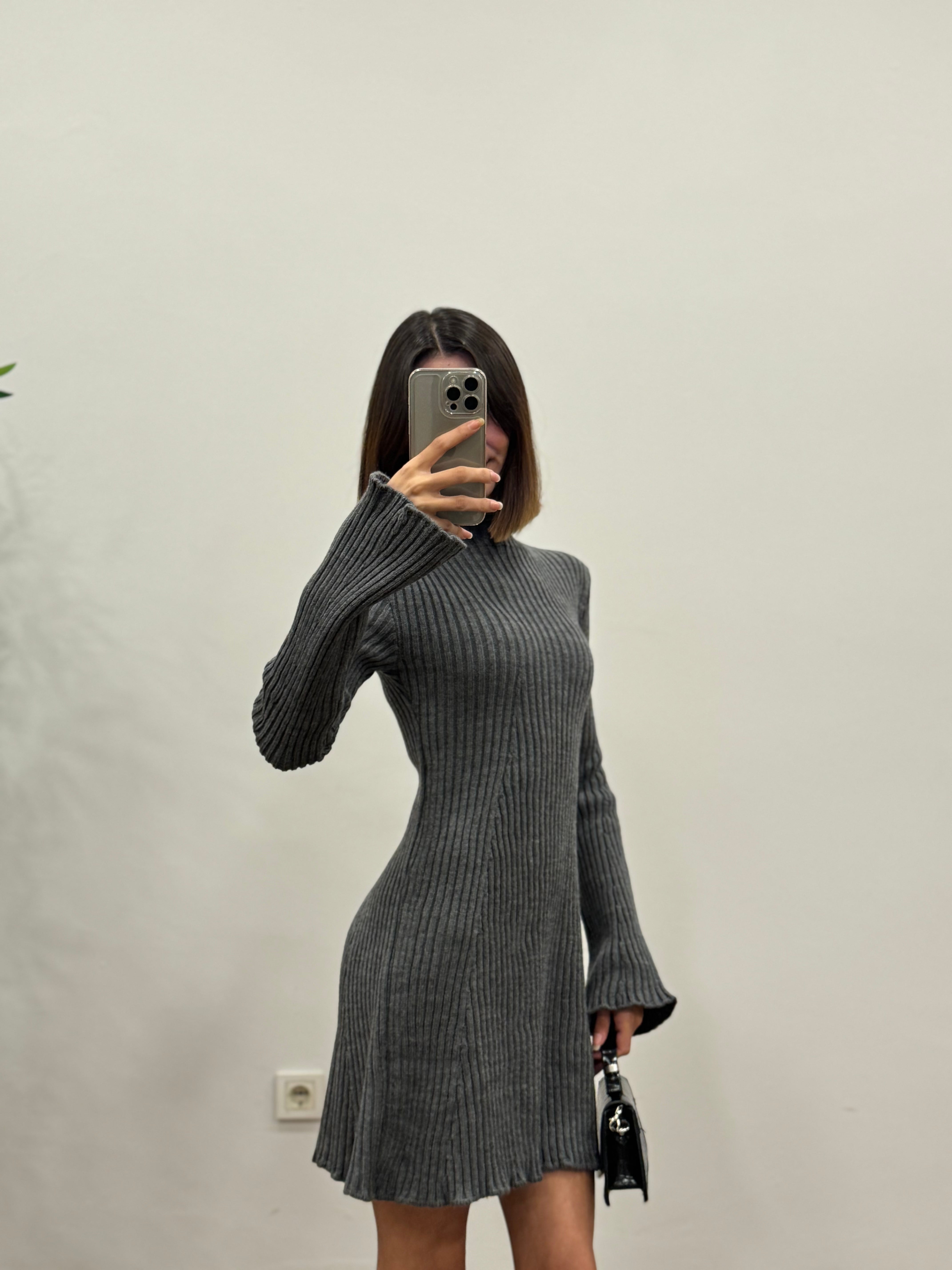 Triko İspanyol Pinterest Gri Elbise