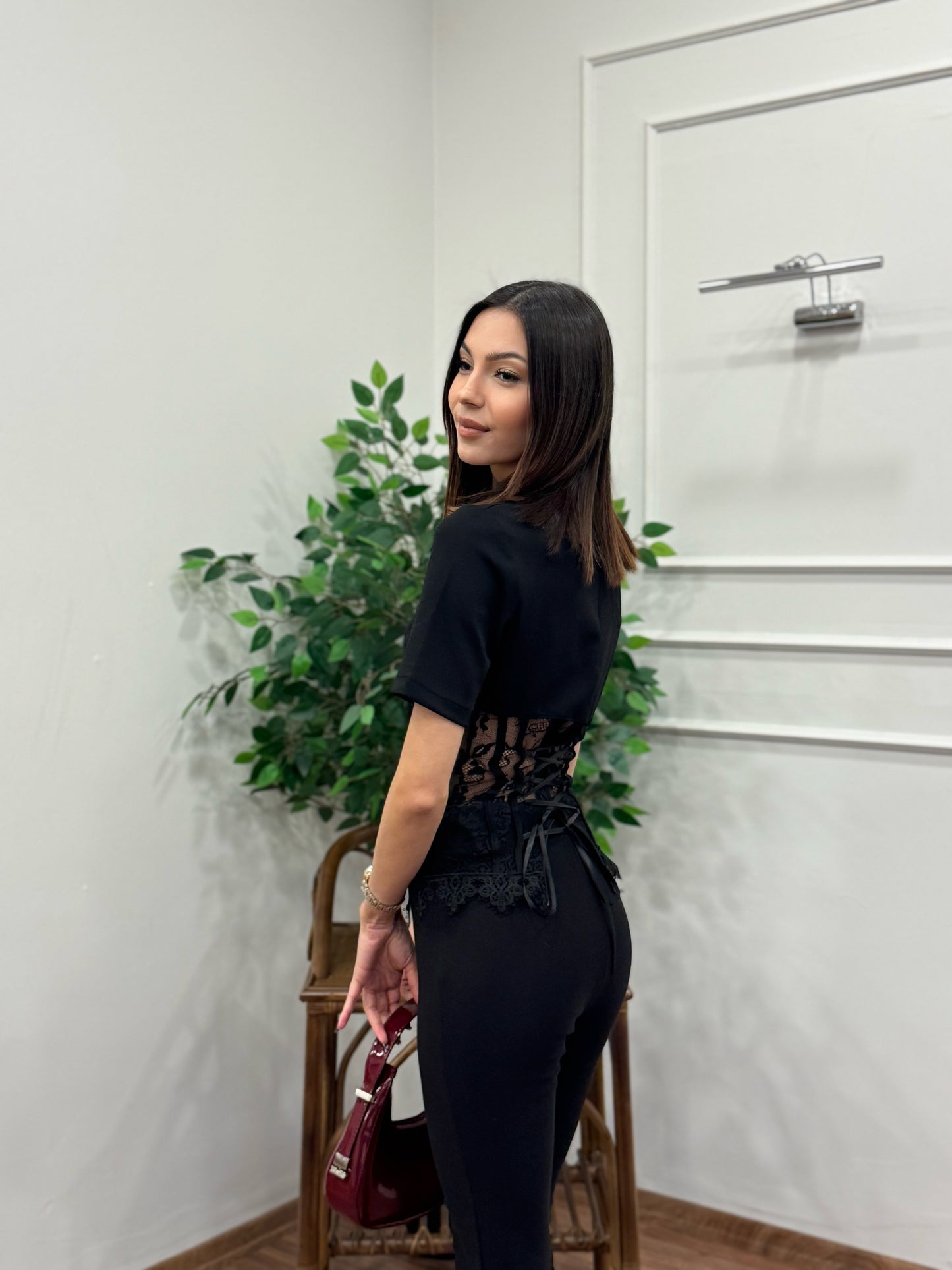 Lace Muse Top Siyah Bluz