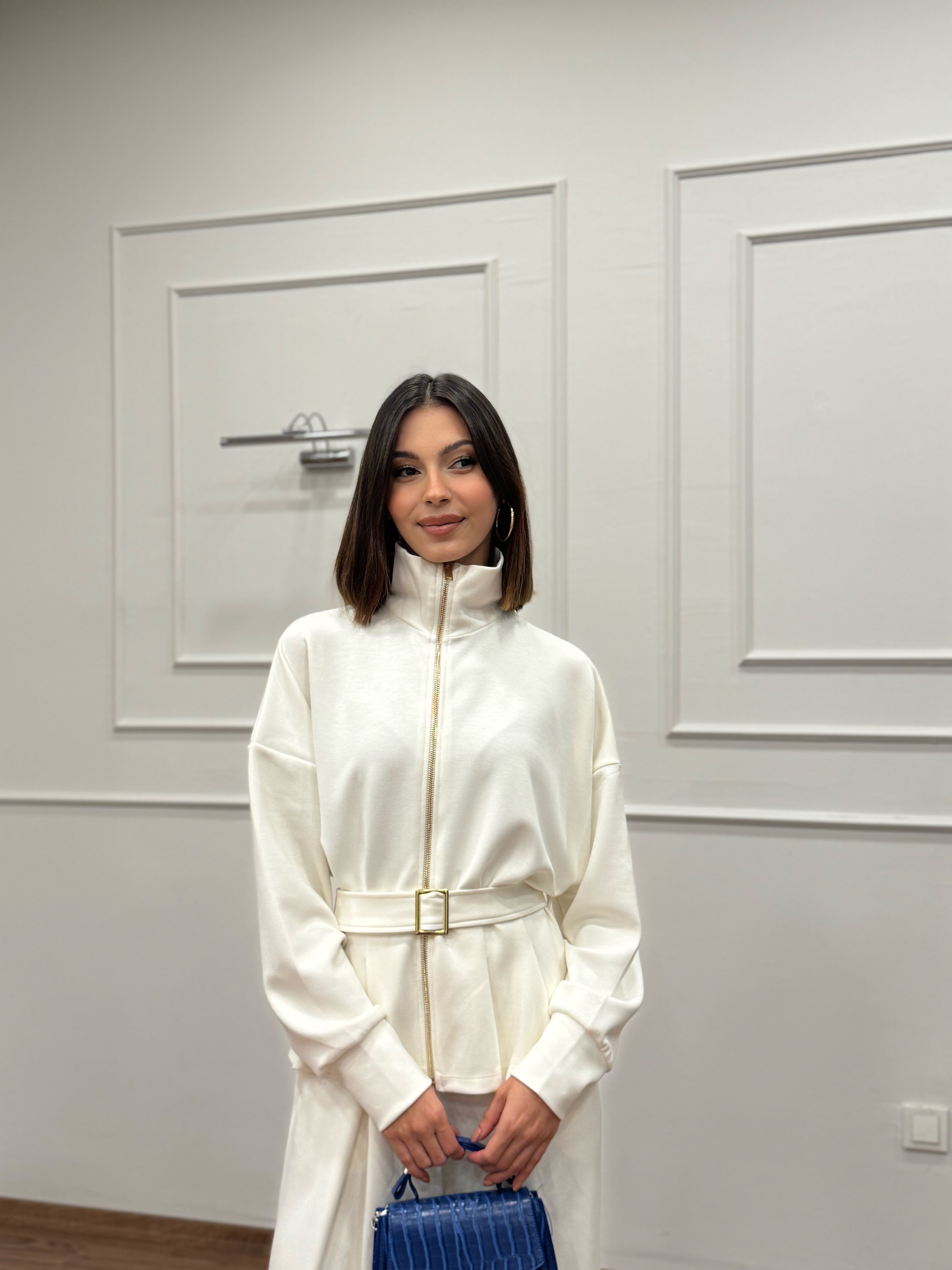 Alya Beyaz Ceket Pantolon Takım