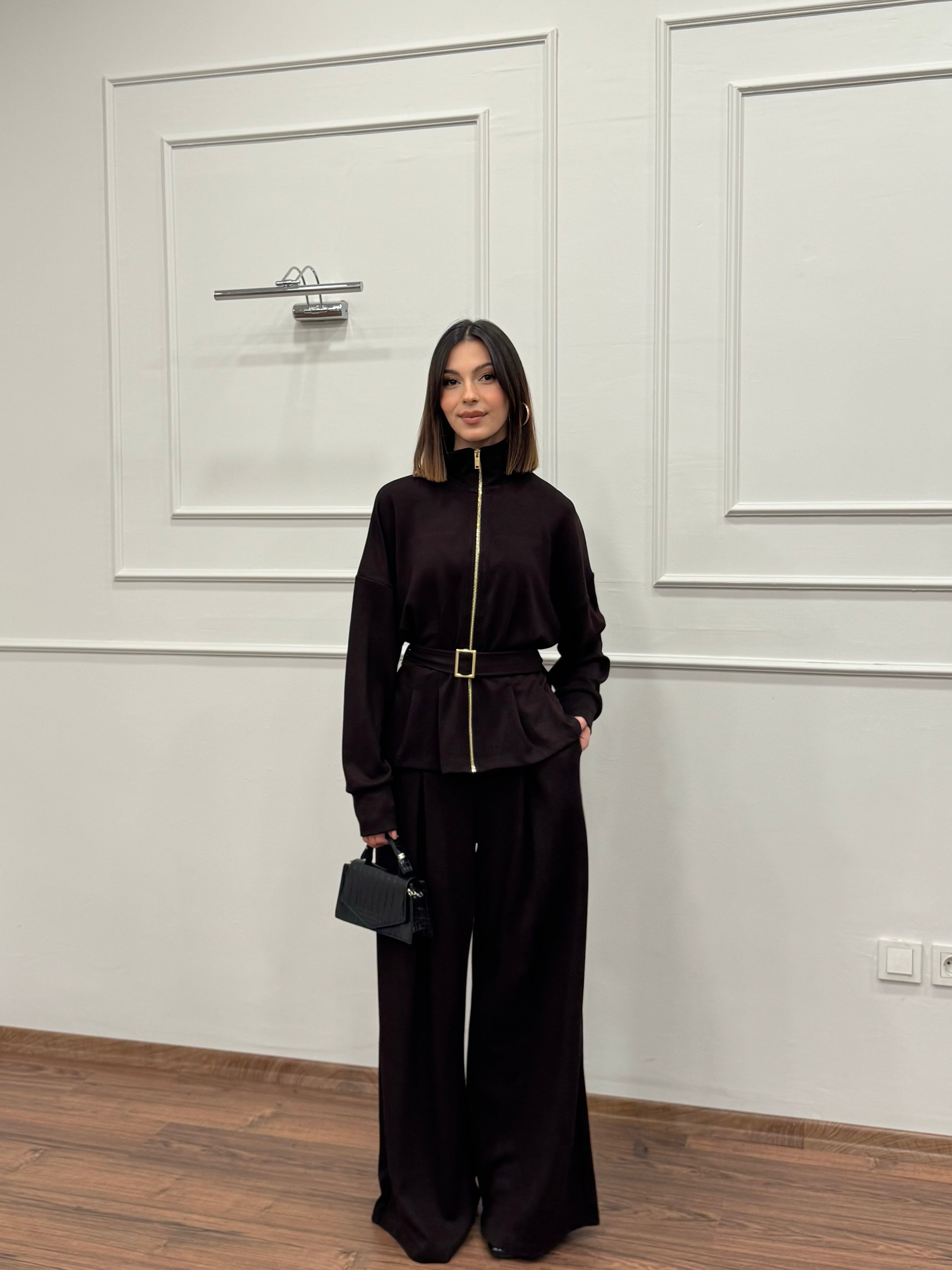 Alya Kahverengi Ceket Pantolon Takım