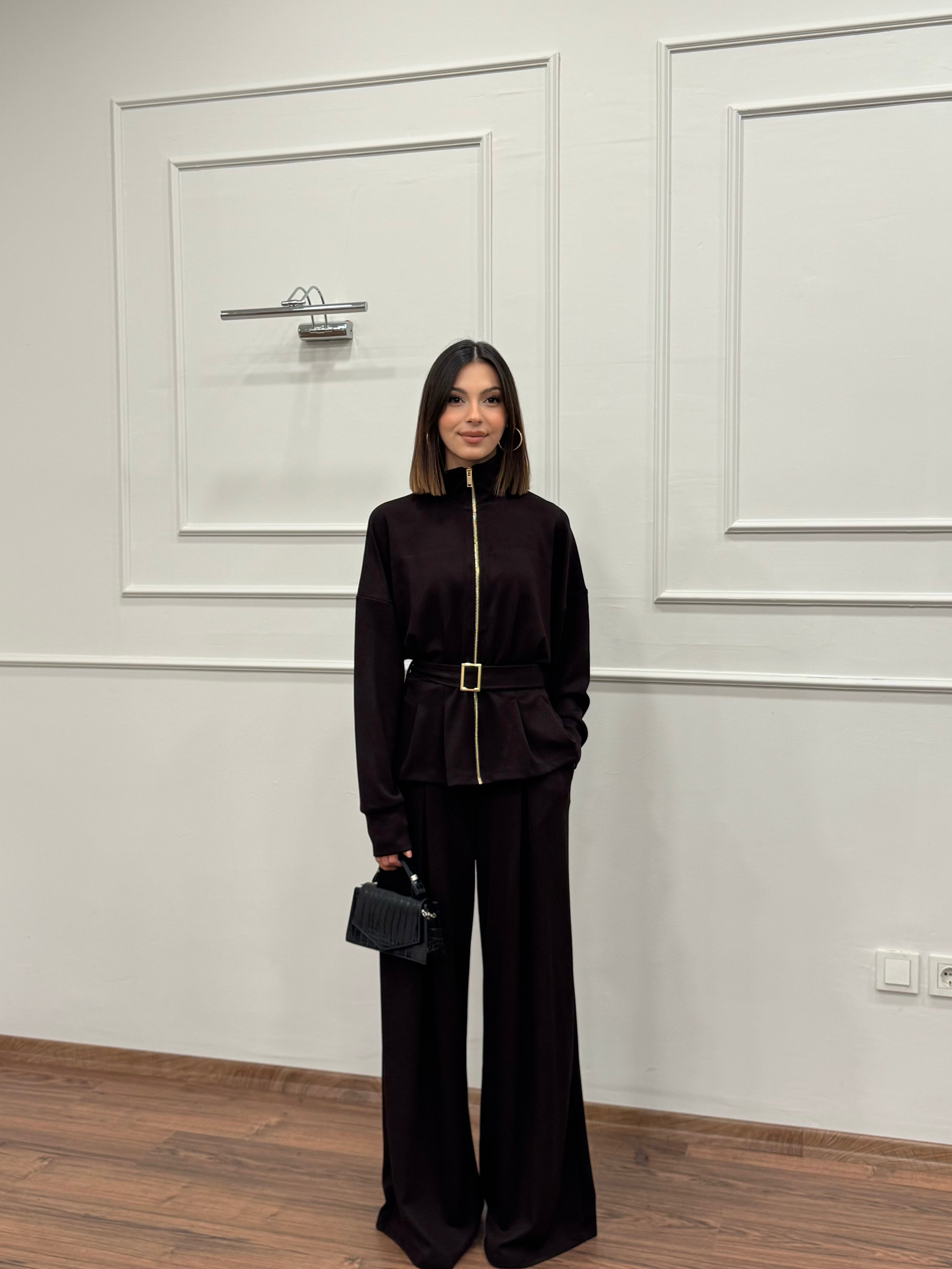 Alya Kahverengi Ceket Pantolon Takım