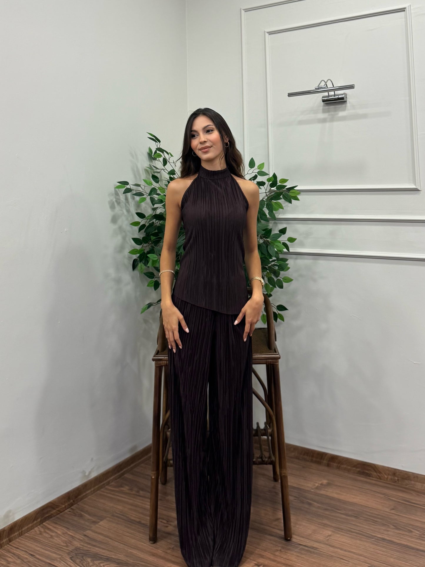 Evora Bluz Pantolon Kahverengi Pilise Takım