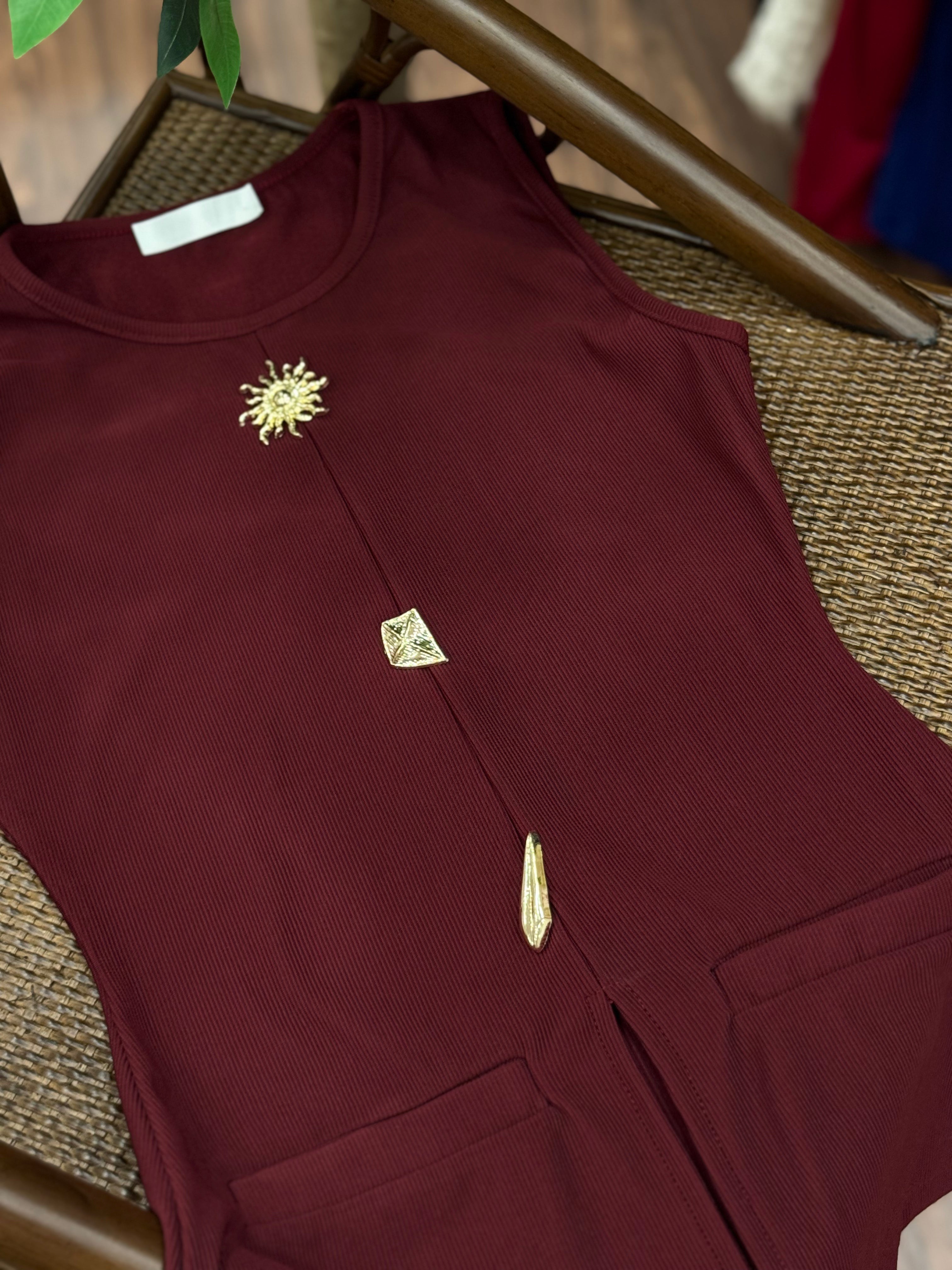 Aksesuar Detay Özel Tasarım Bordo Bluz