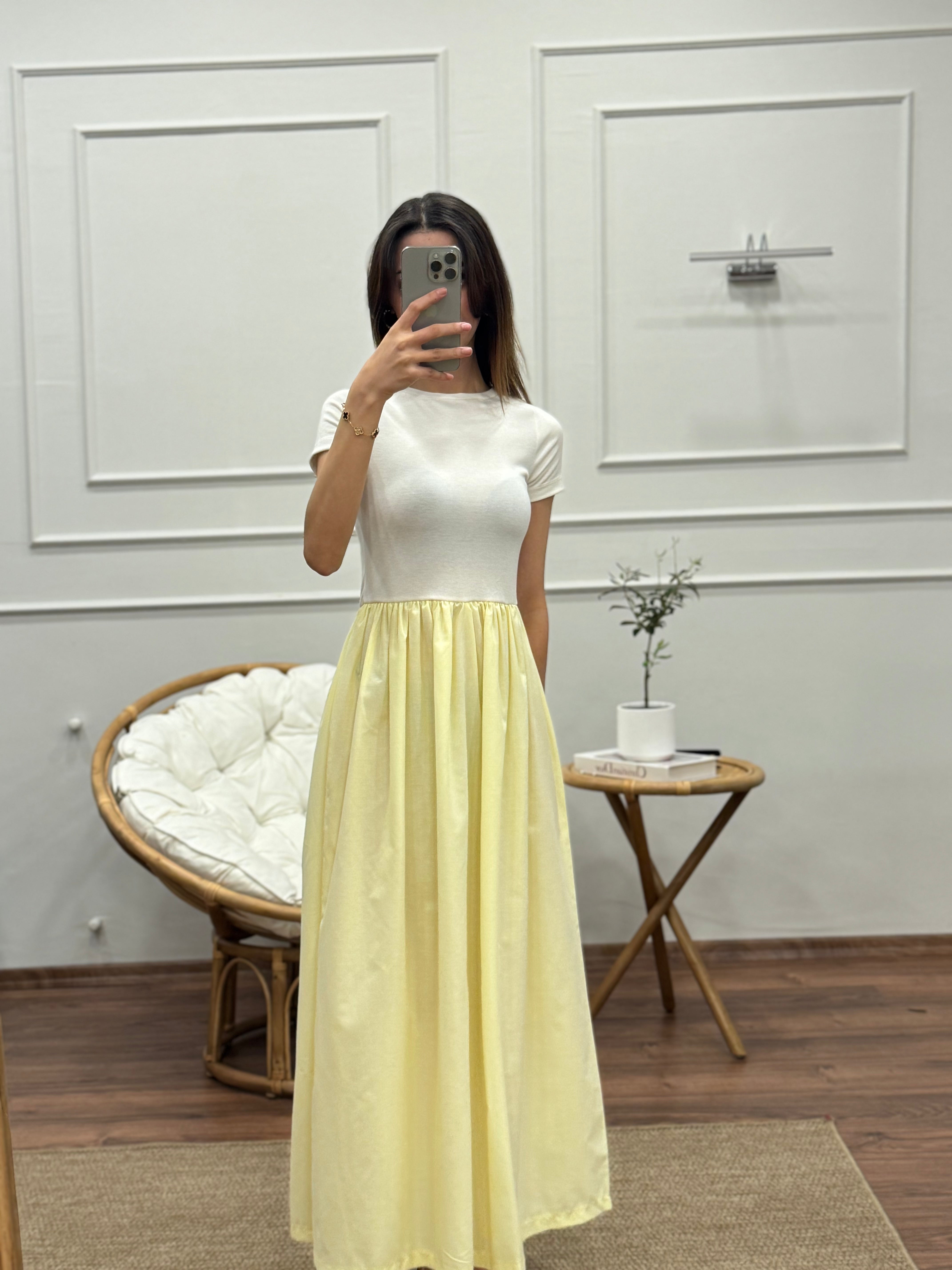 Diana Kloş Kemerli Bebe Sarısı Elbise