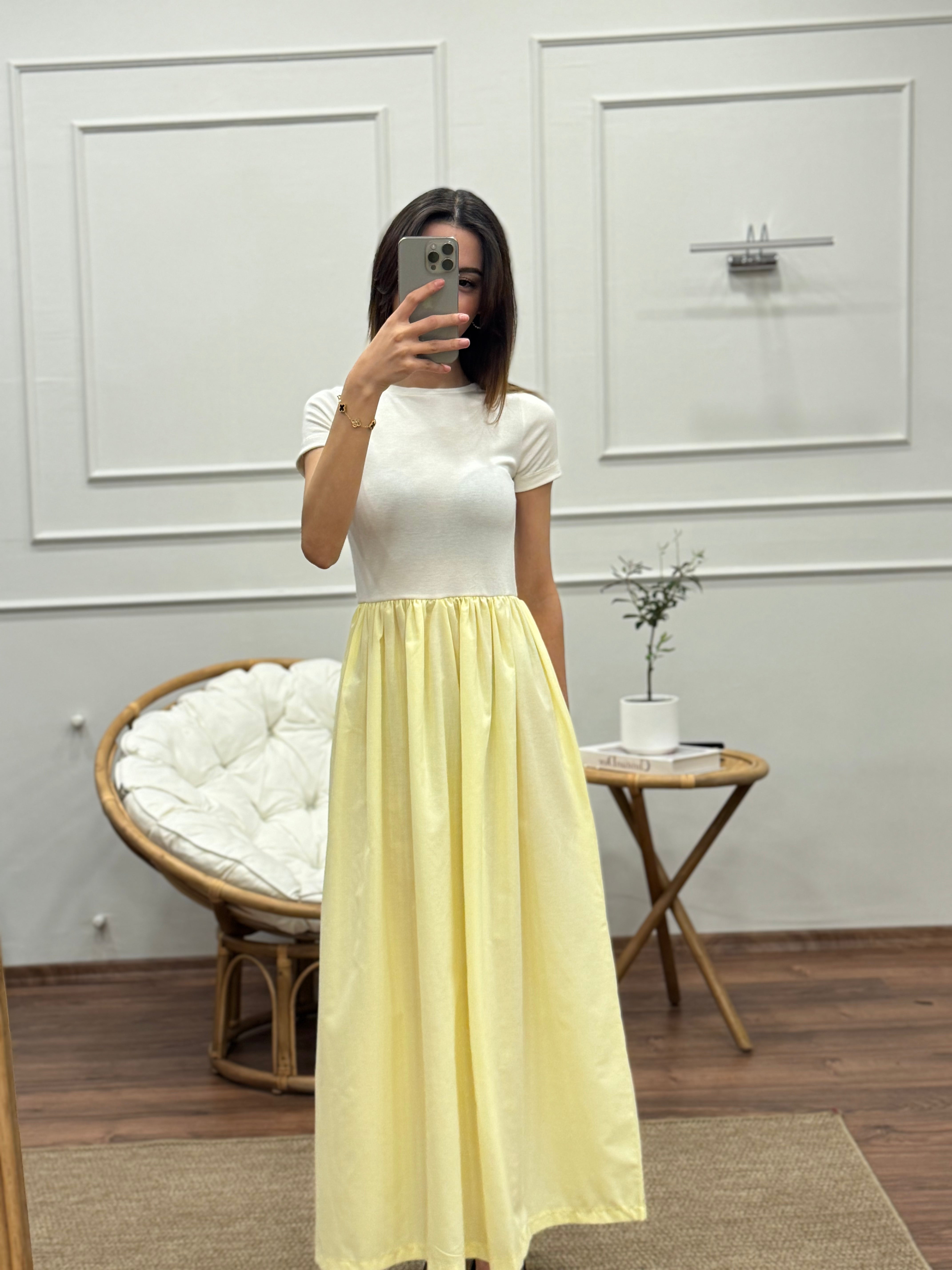 Diana Kloş Kemerli Bebe Sarısı Elbise