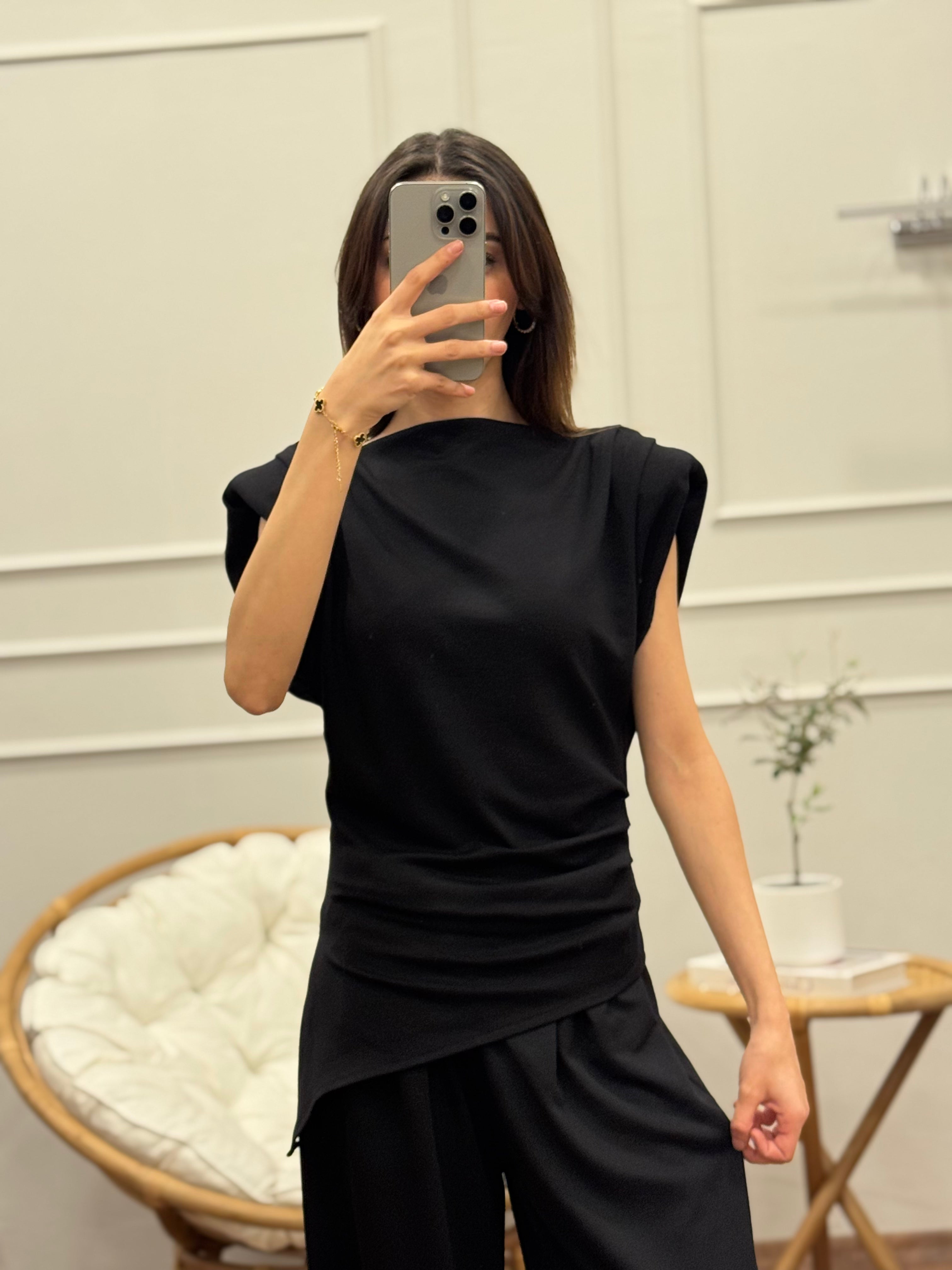 Stella Özel Tasarım İspanyol Pantolon Bluz Siyah Takım