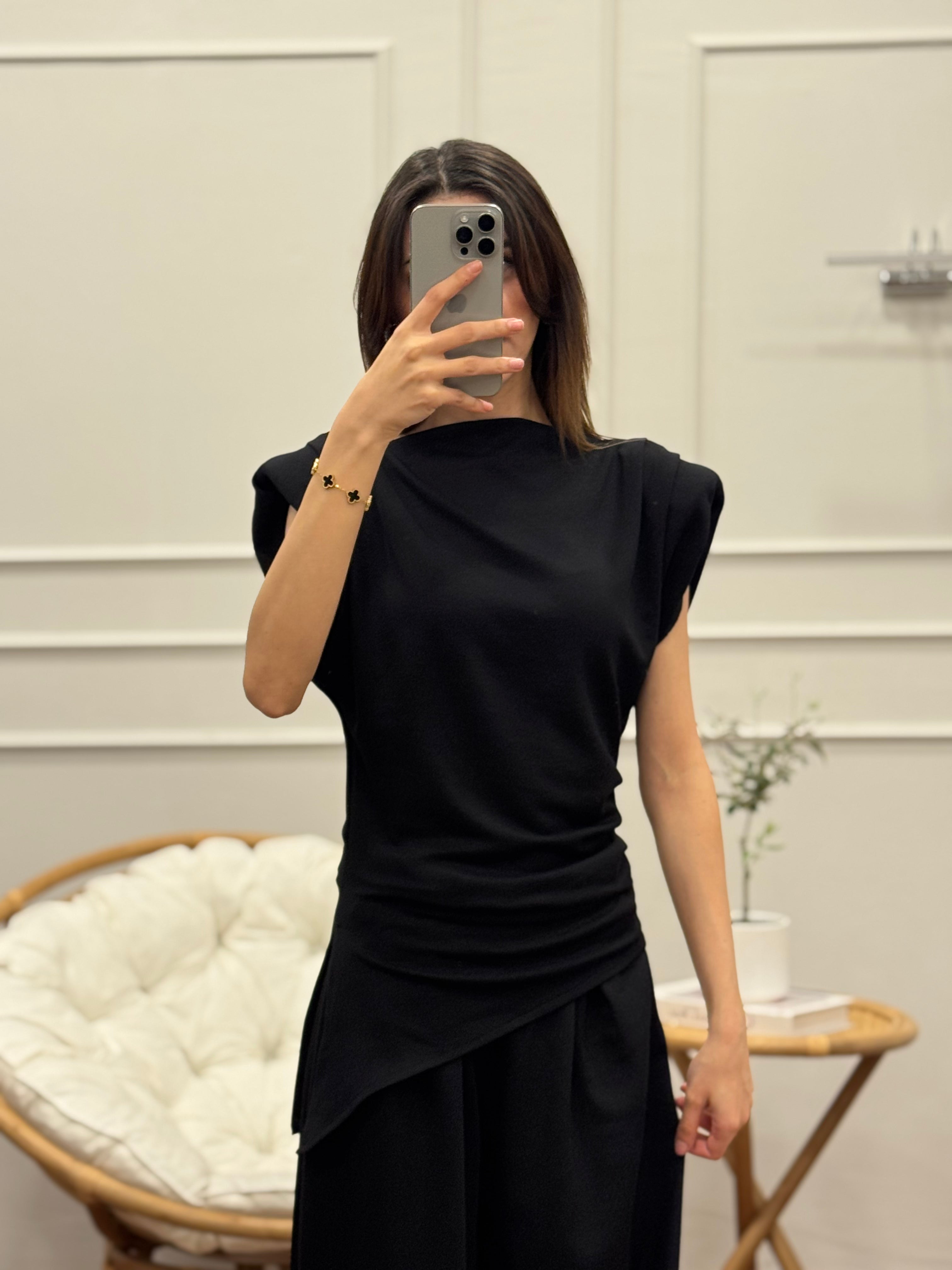 Stella Özel Tasarım İspanyol Pantolon Bluz Siyah Takım