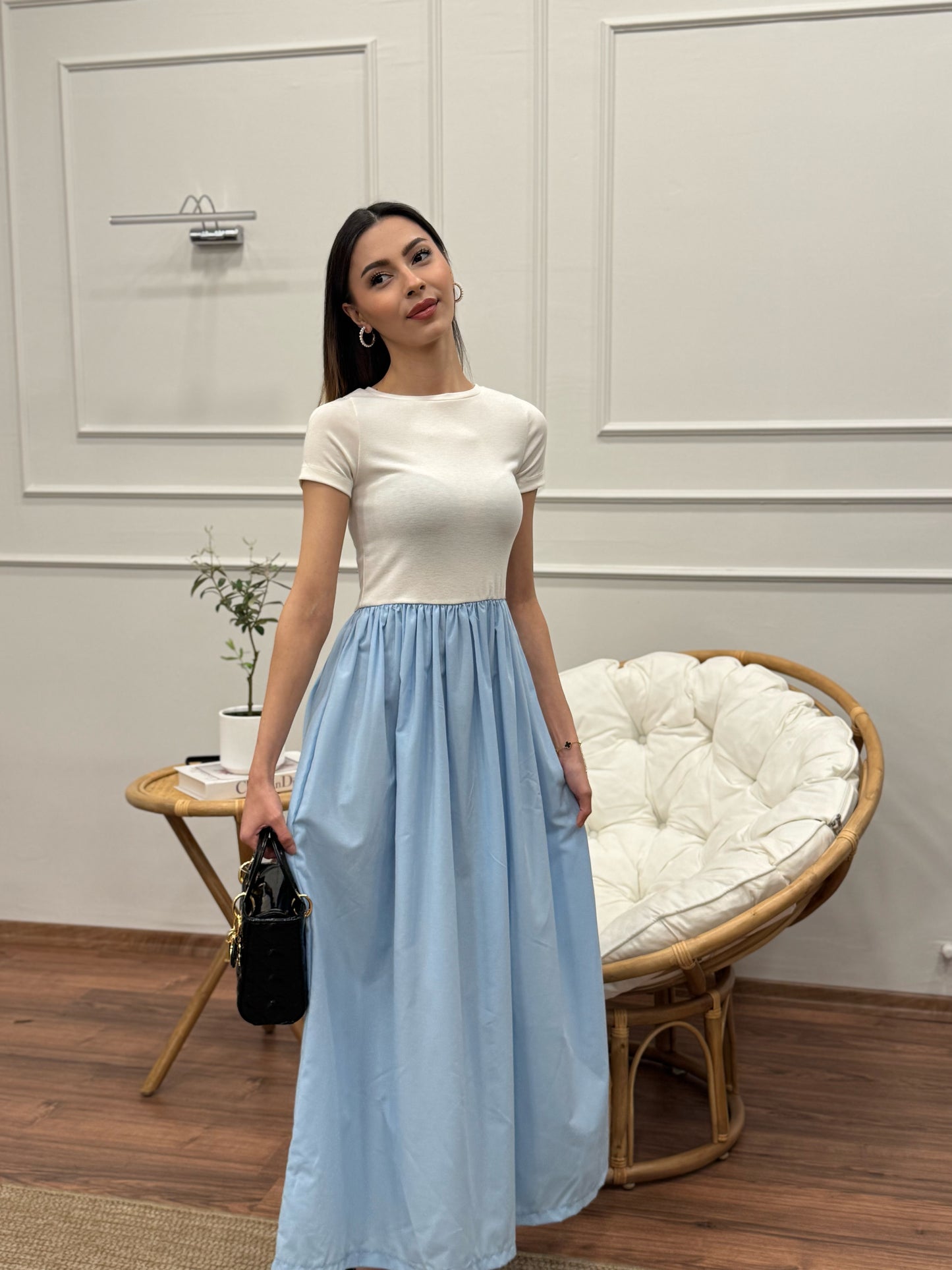 Diana Kloş Kemerli Bebe Mavisi Elbise