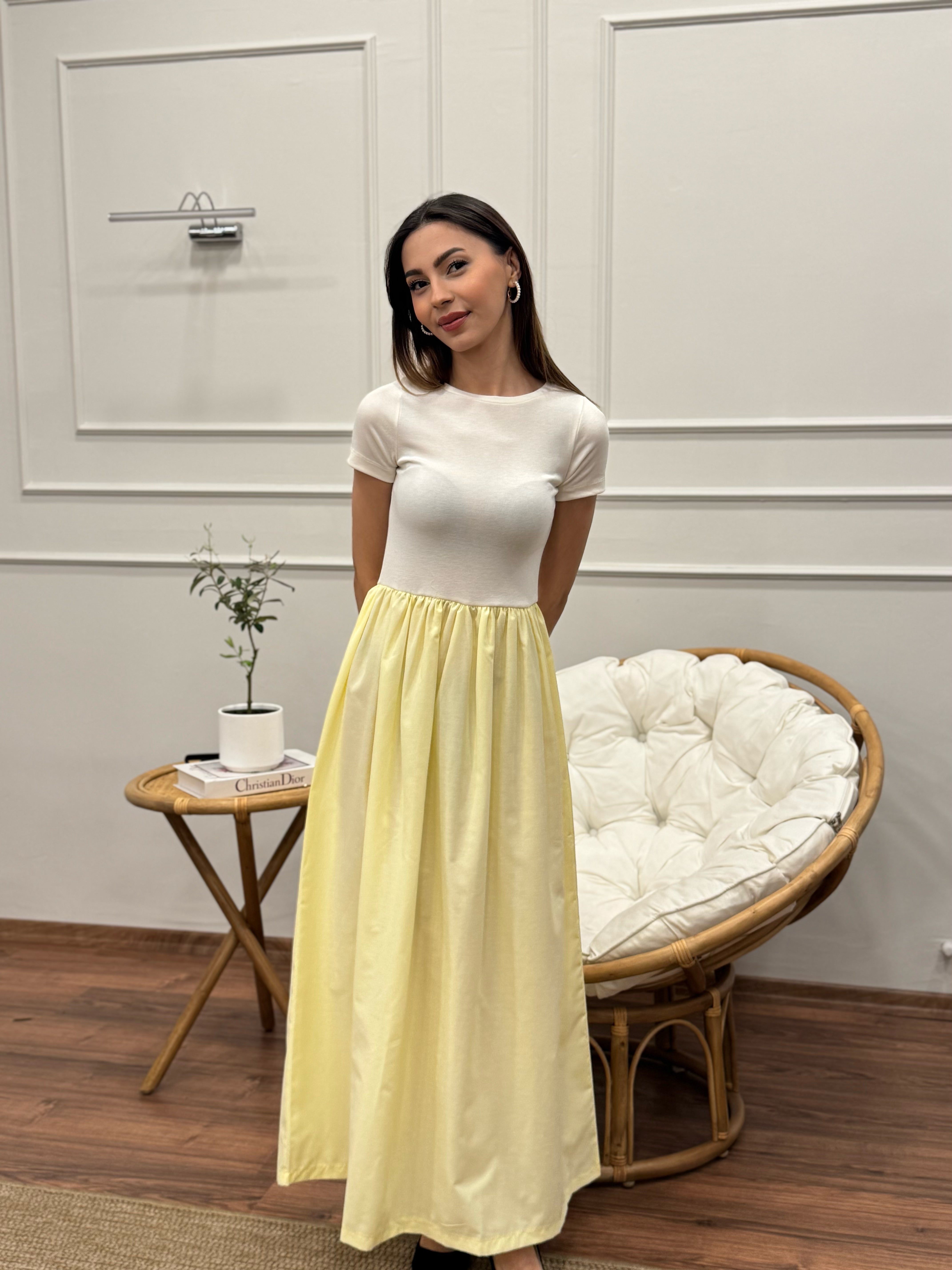 Diana Kloş Kemerli Bebe Sarısı Elbise