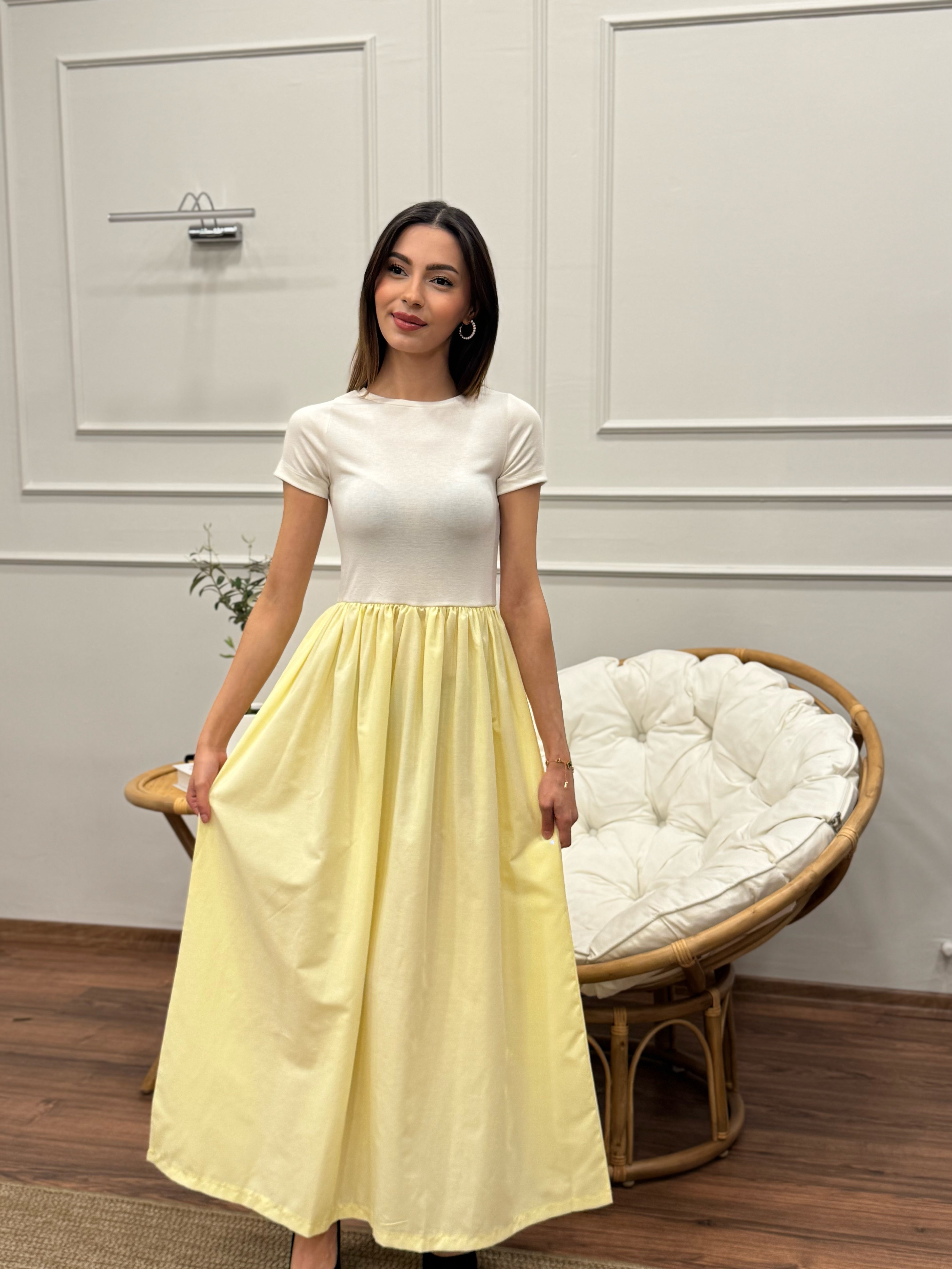 Diana Kloş Kemerli Bebe Sarısı Elbise