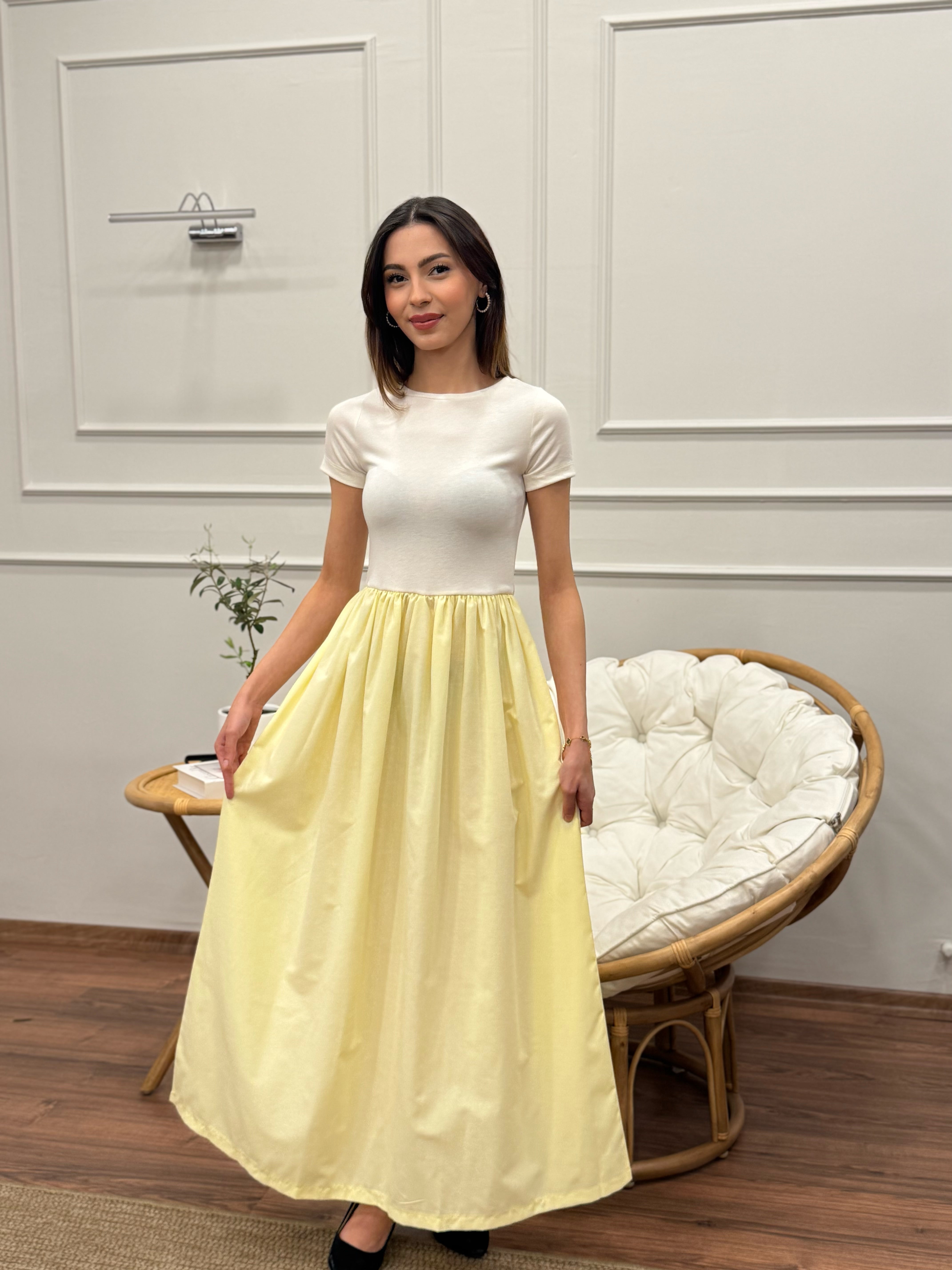 Diana Kloş Kemerli Bebe Sarısı Elbise