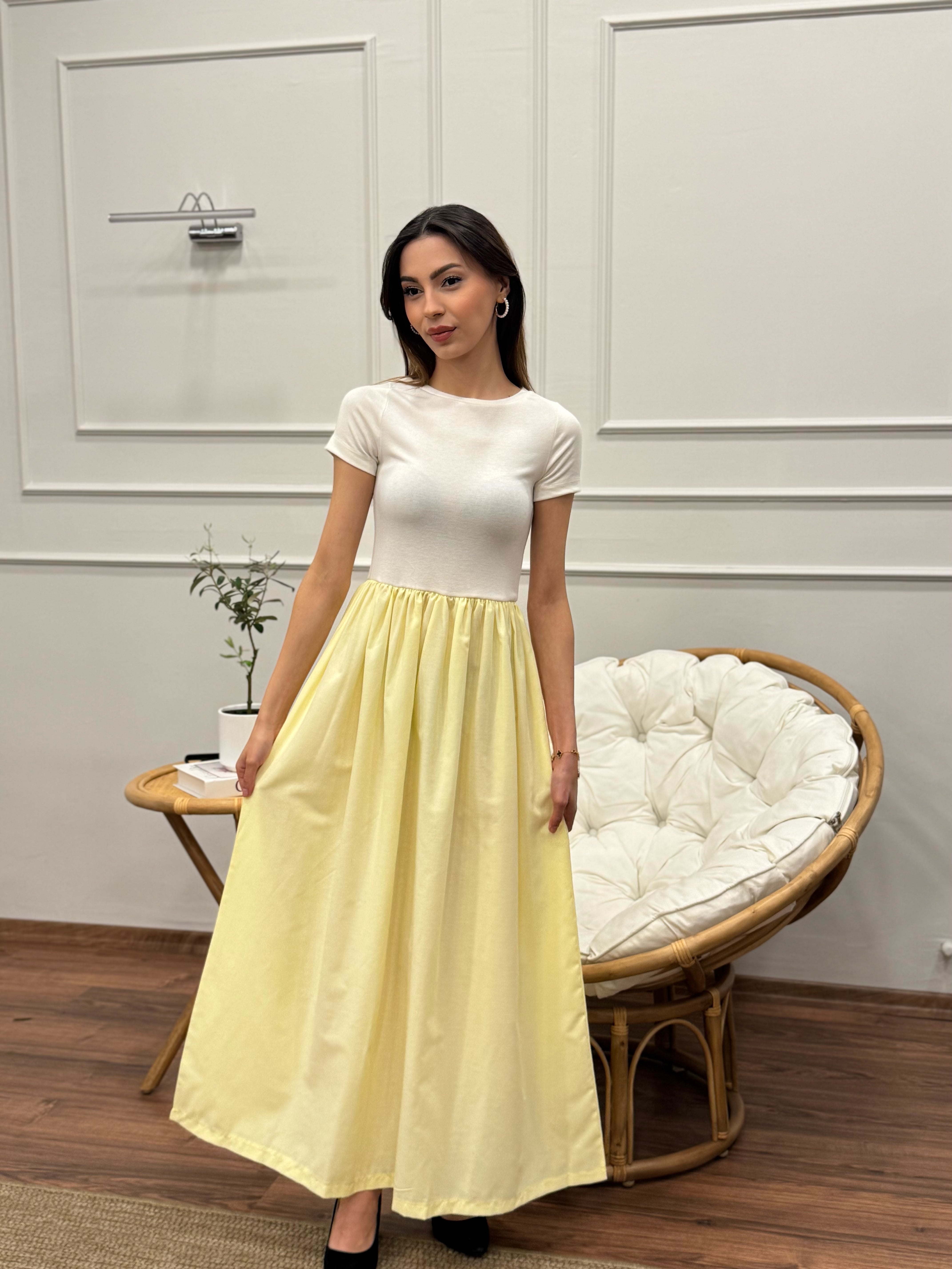 Diana Kloş Kemerli Bebe Sarısı Elbise