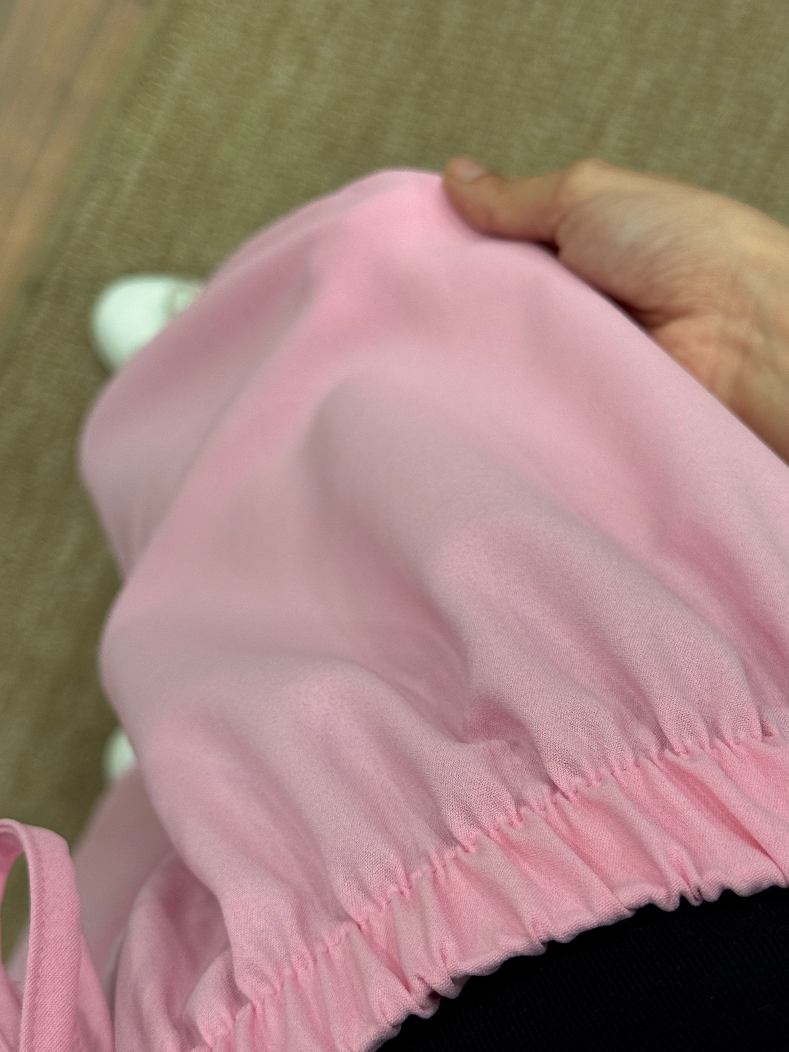 Tensel Kumaş Geniş Kesim Toz Pembe Pantolon