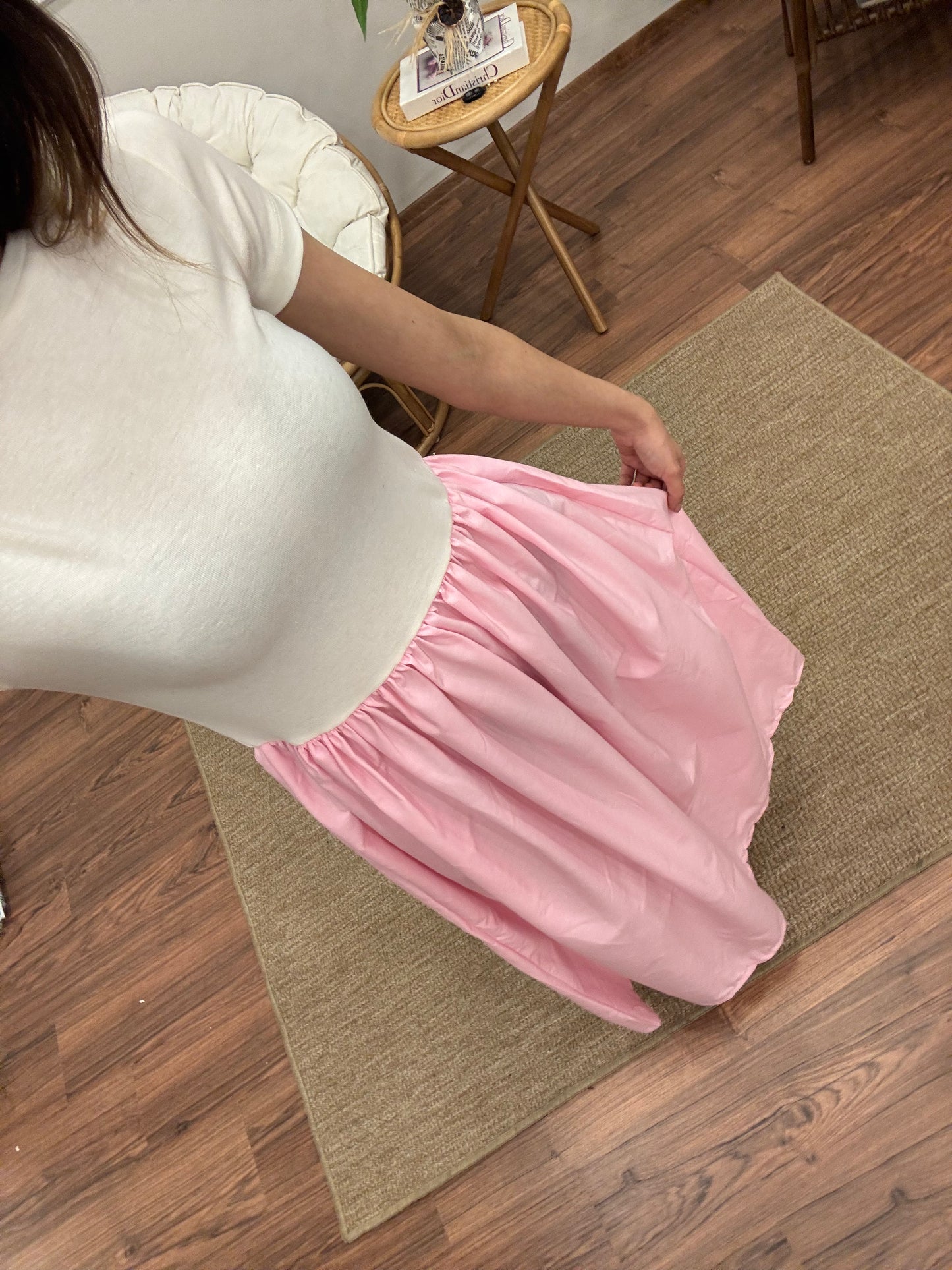 Diana Kloş Kemerli Toz Pembe Elbise
