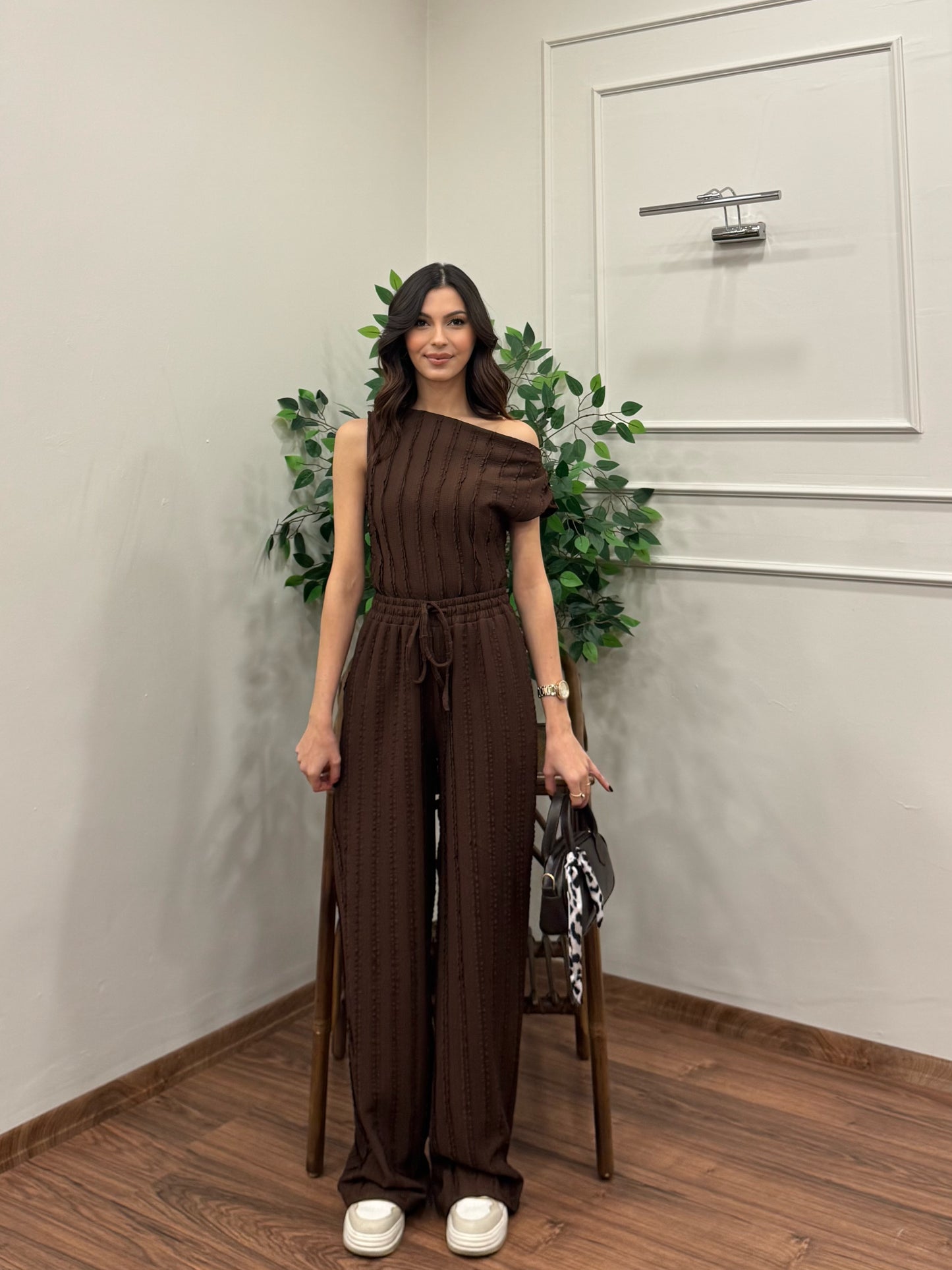 Lexi Krinkıl Kahverengi Takım