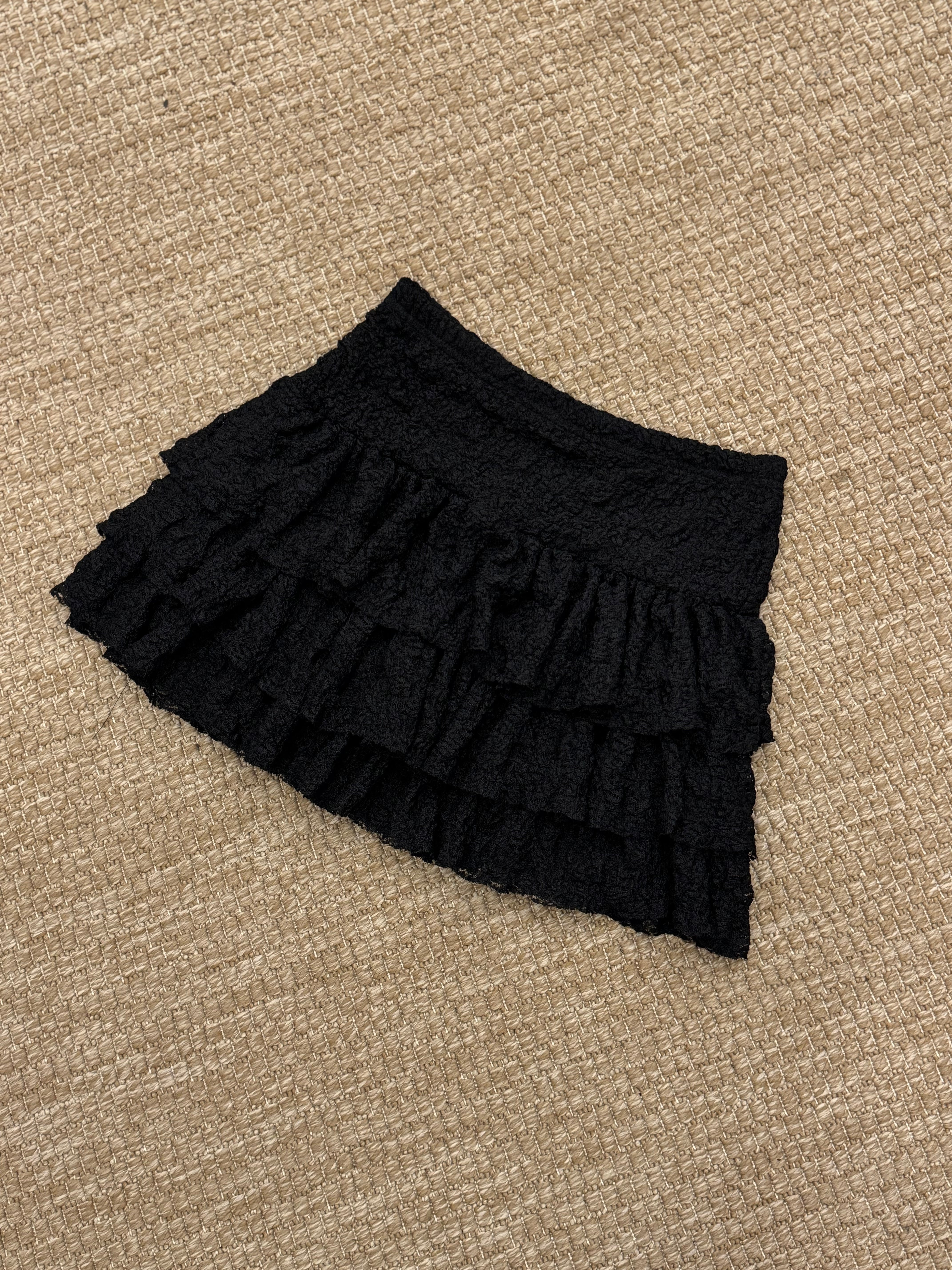 Güpürlü Mini Siyah Etek