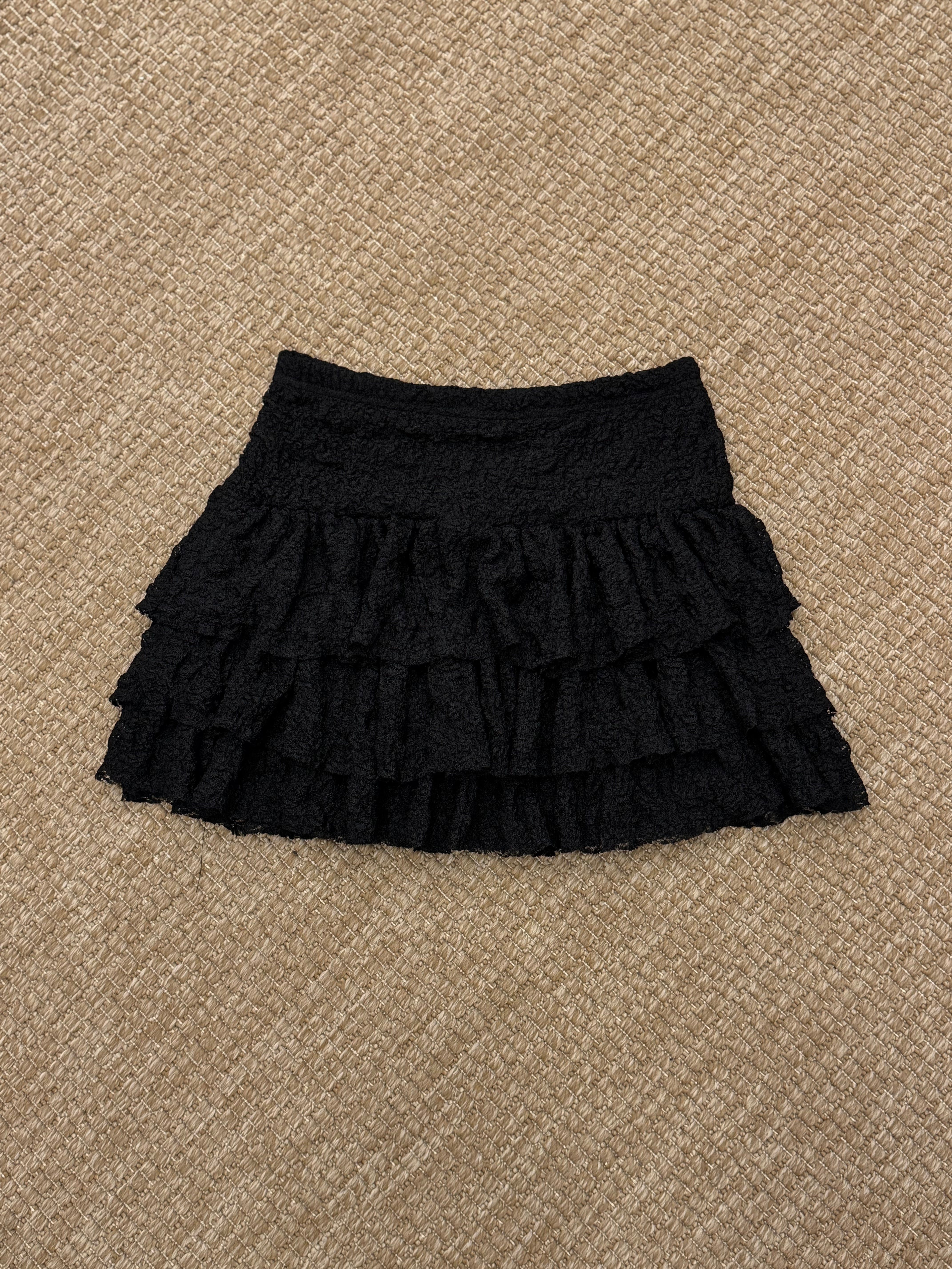 Güpürlü Mini Siyah Etek