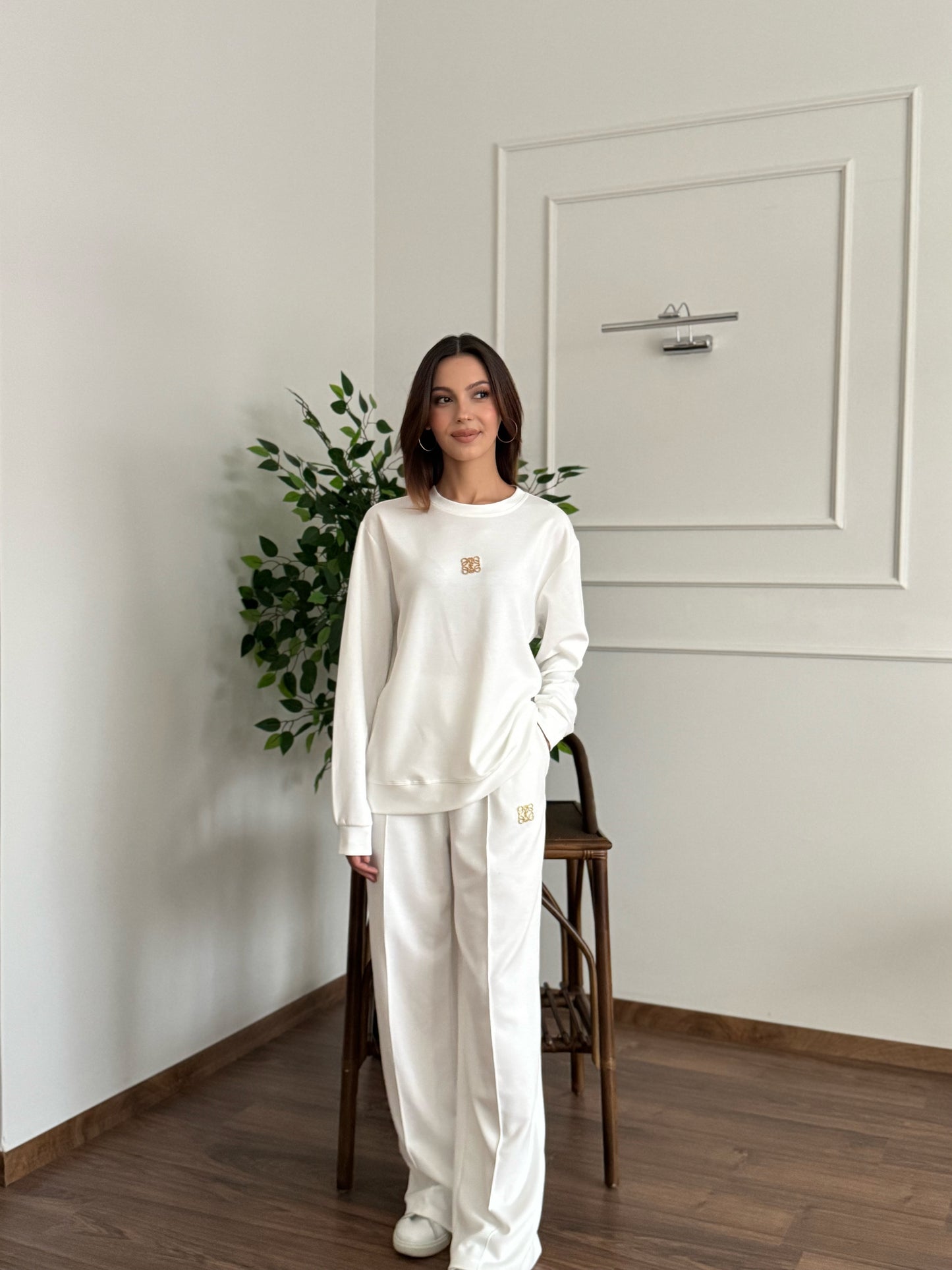 'Allura' Bluz Pantolon Beyaz Takım