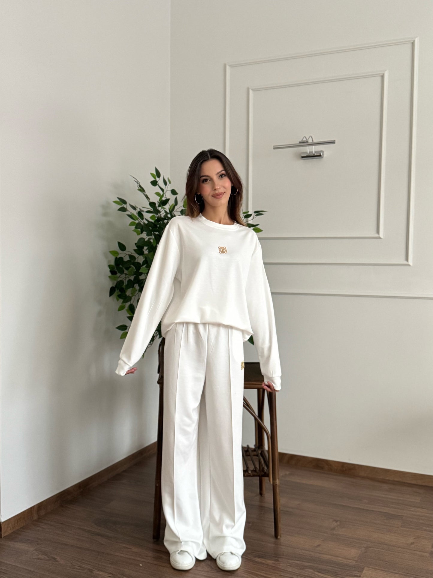'Allura' Bluz Pantolon Beyaz Takım