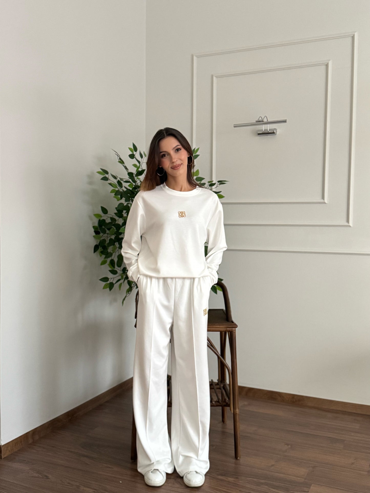 'Allura' Bluz Pantolon Beyaz Takım