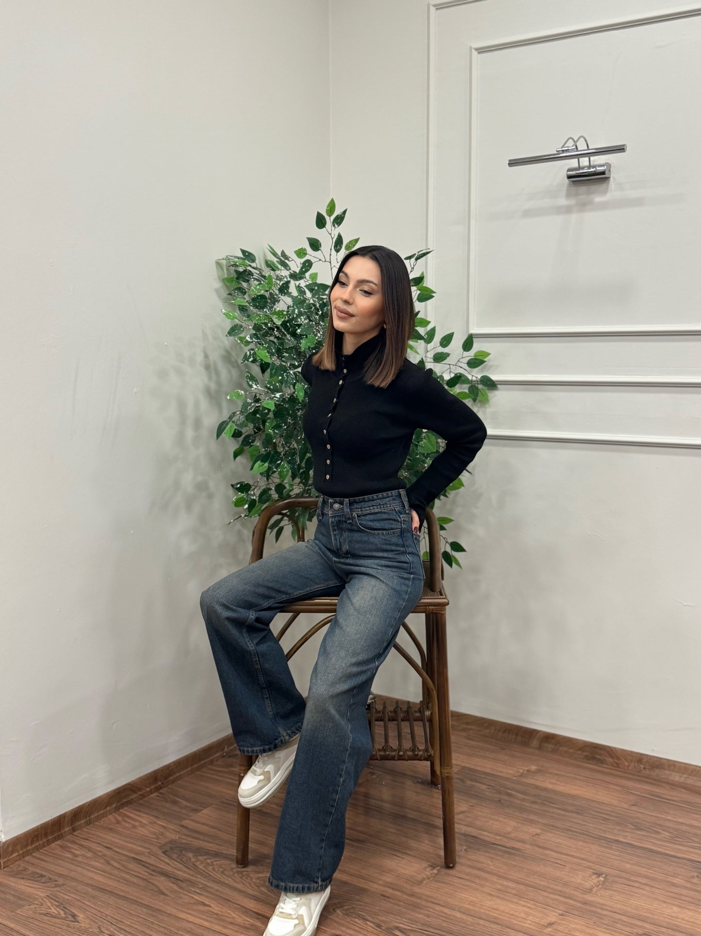 Wide Leg Acı Kahve Yıkamalı Jean