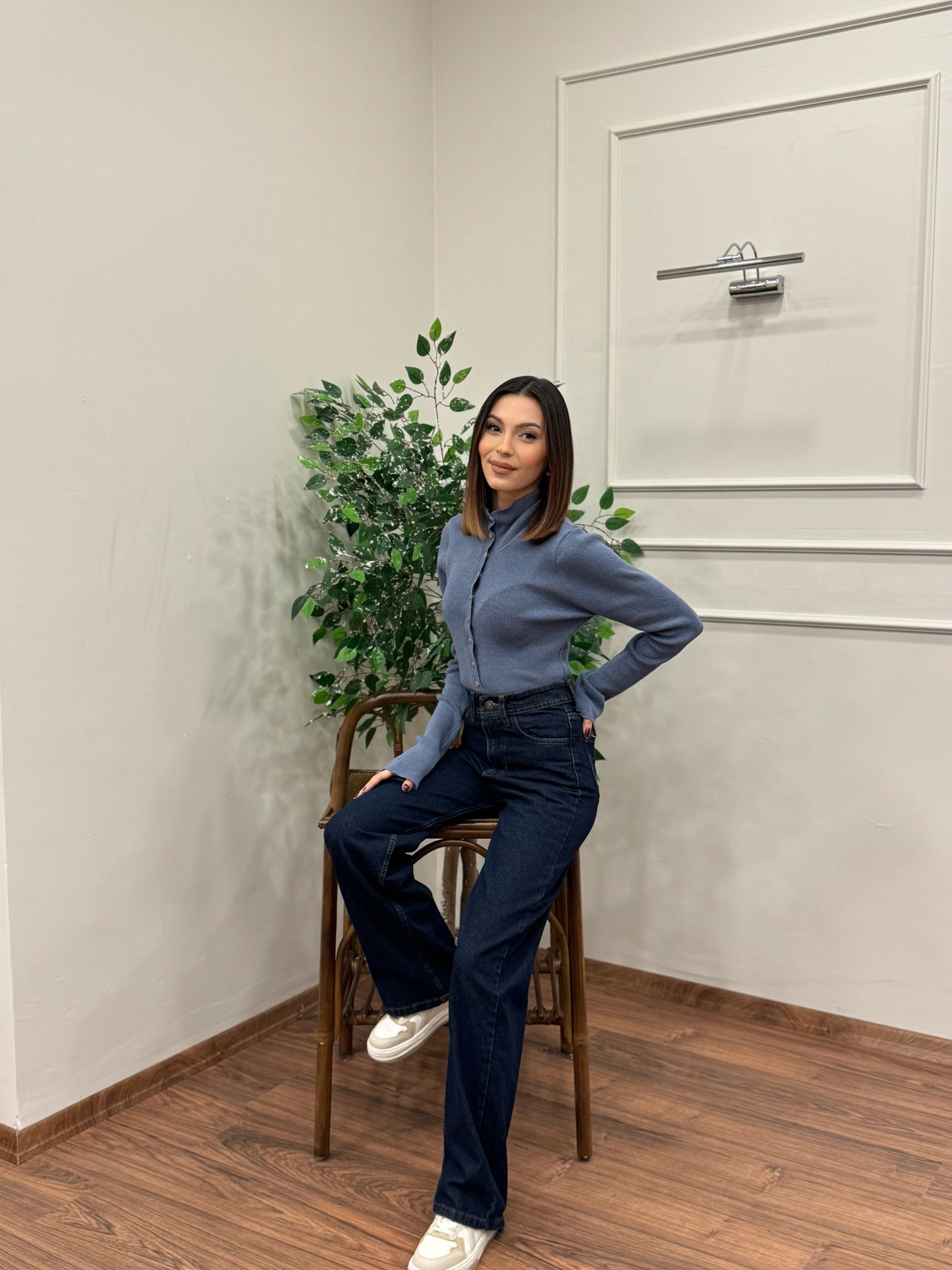 Wide Leg Lacivert Jean