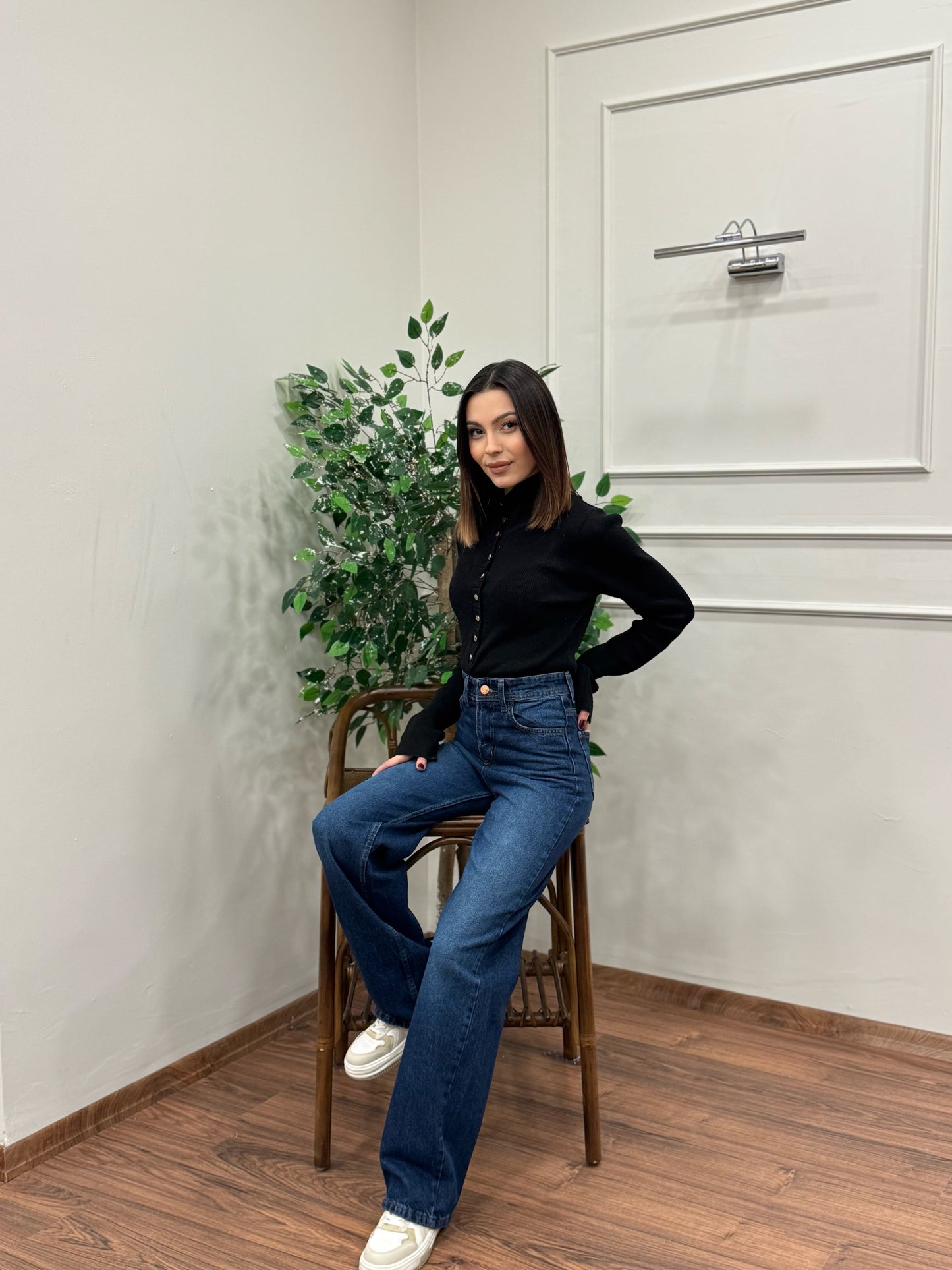 Wide Leg Açık Lacivert Jean