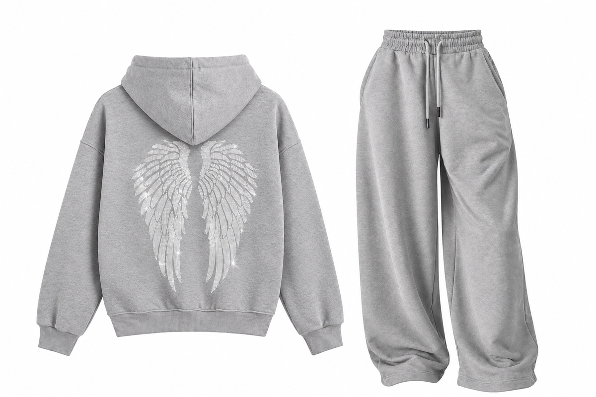 Angel Wings Sweat Eşofman Gri Takım