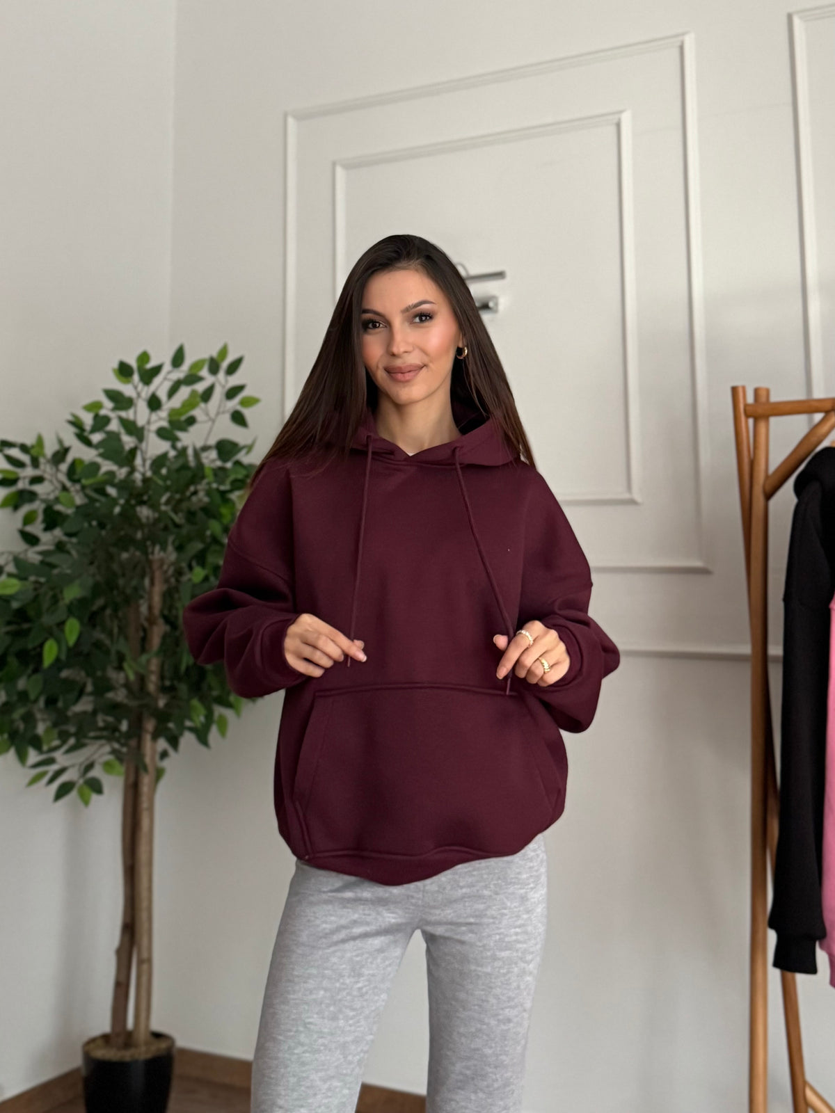 Taş Baskı Angel Wings Bordo Sweatshirt