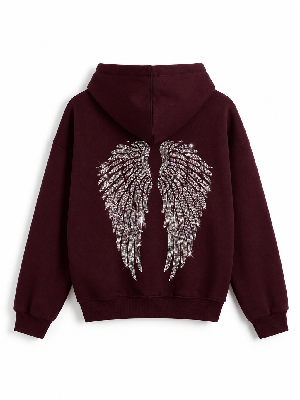 Taş Baskı Angel Wings Bordo Sweatshirt