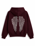 Taş Baskı Angel Wings Bordo Sweatshirt