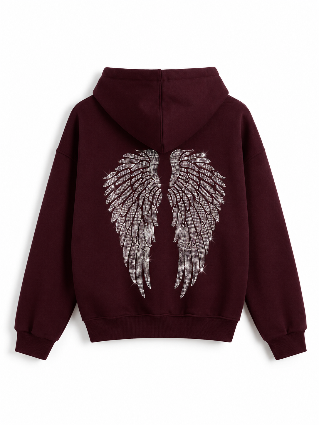 Taş Baskı Angel Wings Bordo Sweatshirt