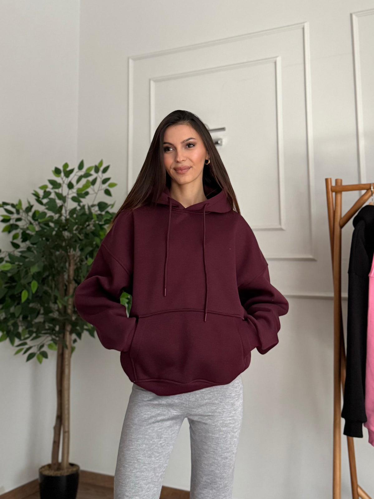 Taş Baskı Angel Wings Bordo Sweatshirt