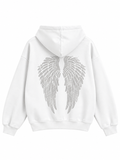 Taş Baskı Angel Wings Beyaz Sweatshirt