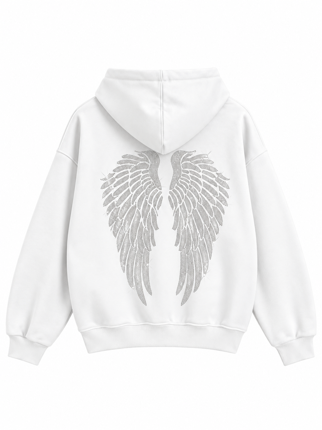 Taş Baskı Angel Wings Beyaz Sweatshirt