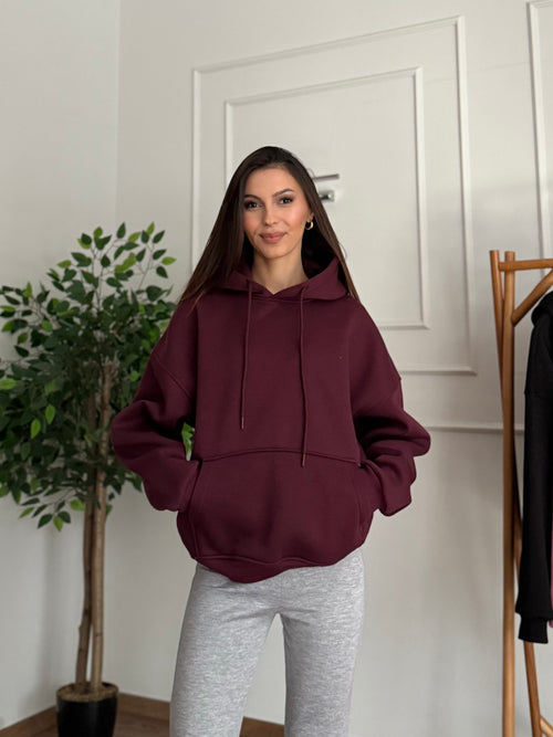 Taş Baskı Angel Wings Bordo Sweatshirt