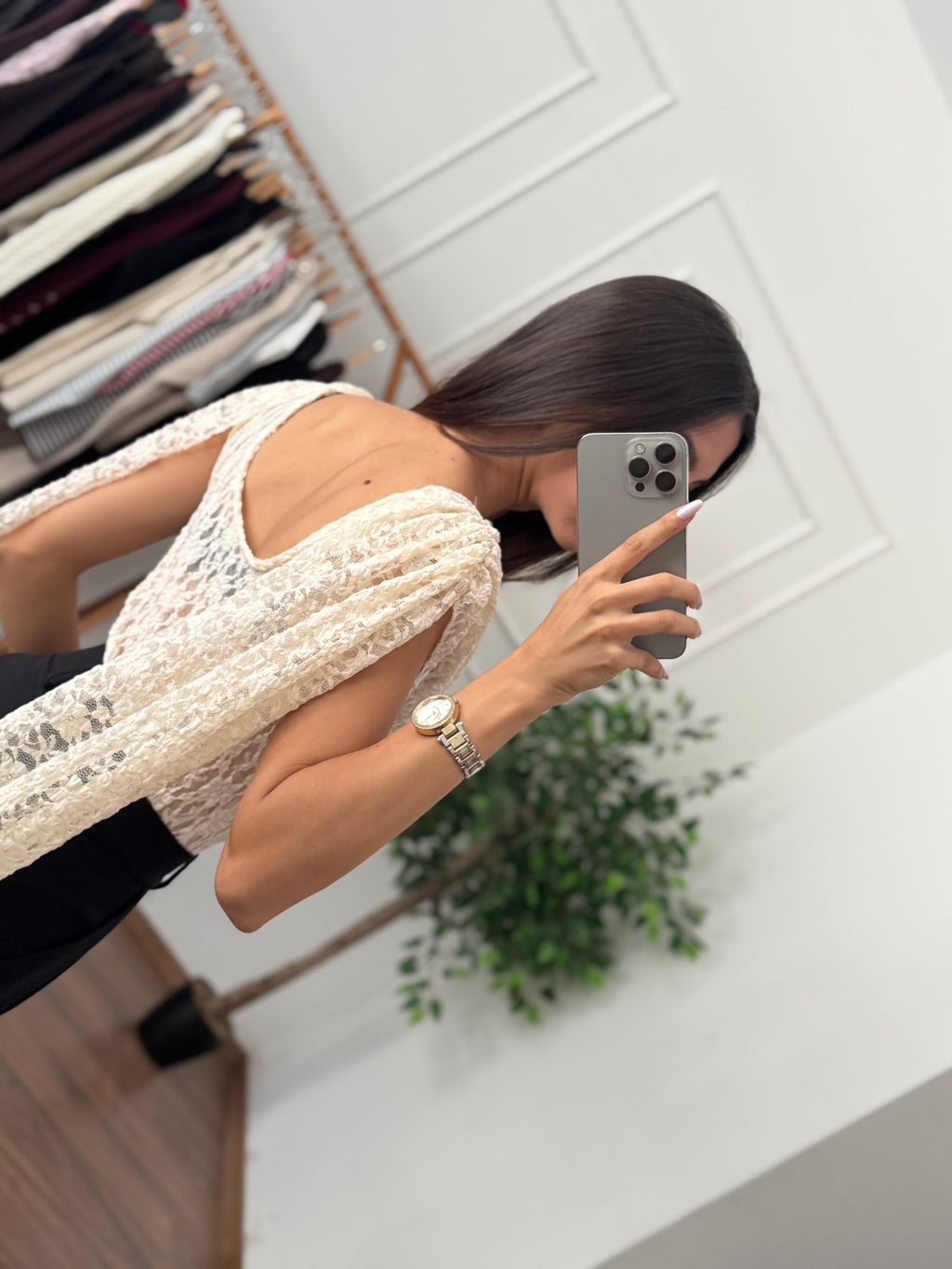 Rue Pelerinli Dantel Ekru Bodysuit Bluz