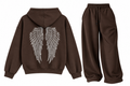 Angel Wings Sweat Eşofman Kahverengi Takım