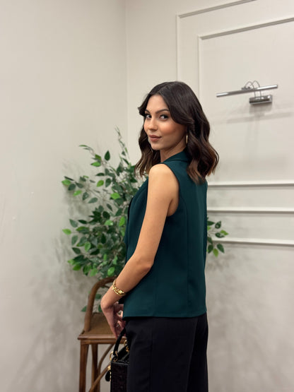 Layla Premium Asimetrik Kesim Yeşil Yelek