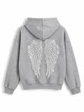 Taş Baskı Angel Wings Gri Sweatshirt