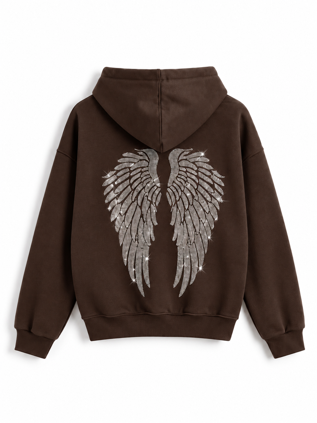 Taş Baskı Angel Wings Kahverengi Sweatshirt