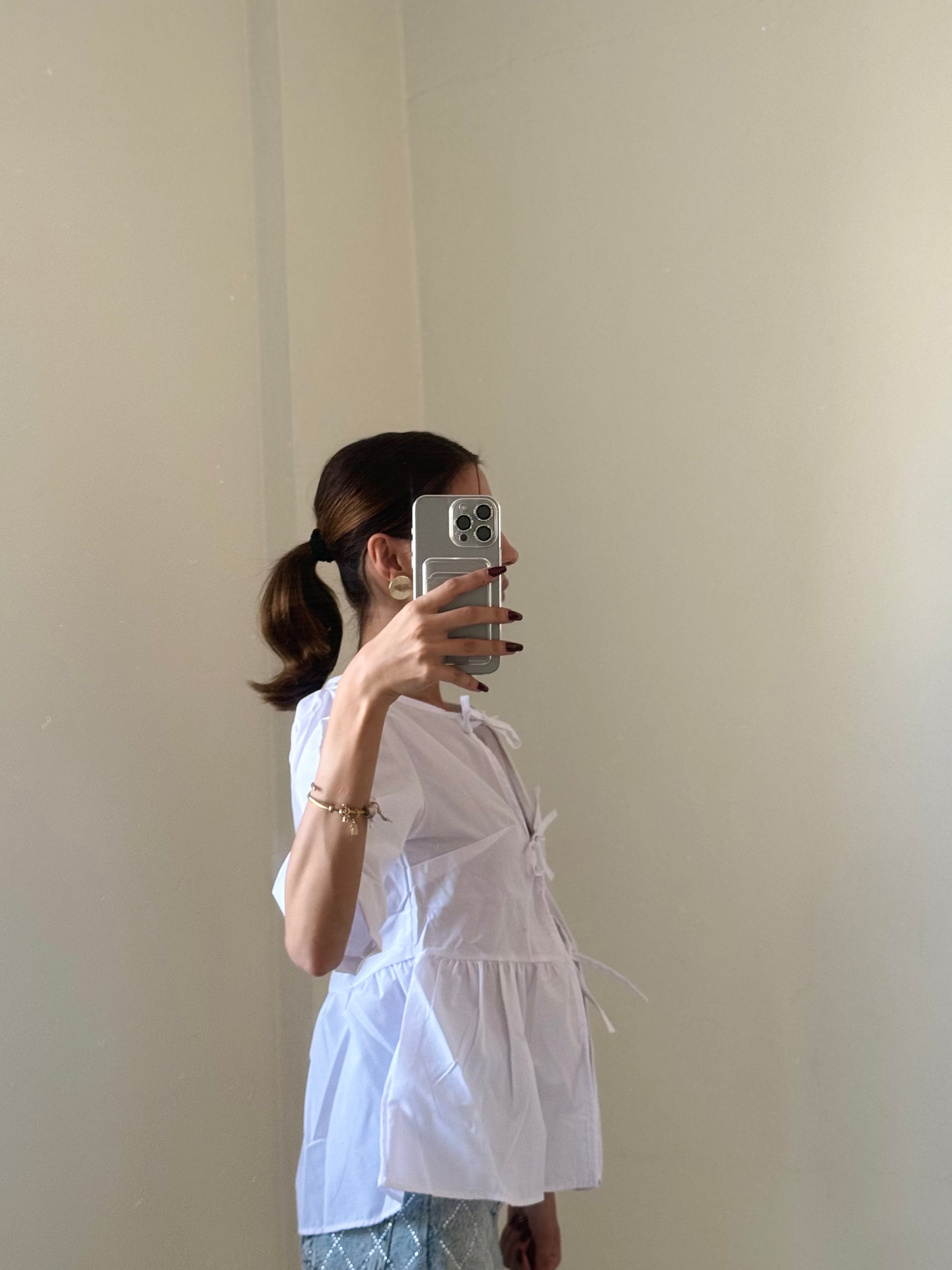 Kurdele Detay Bağlamalı Beyaz Pinterest Gömlek