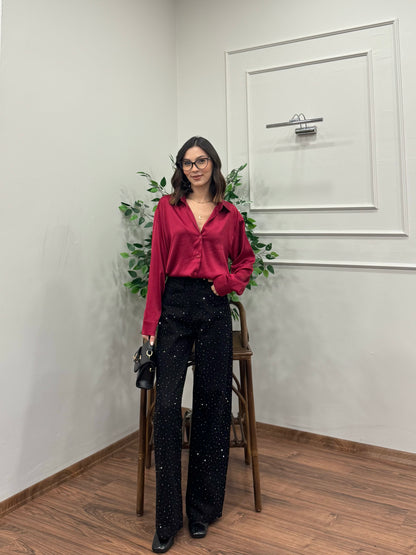 Premium Ön Arka Taşlı Siyah Jean
